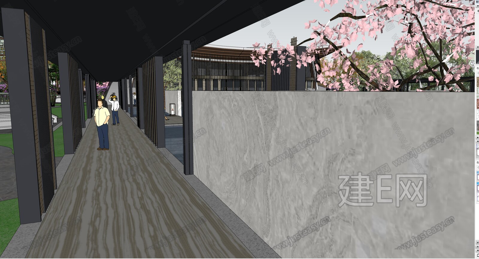 新中式示范区景观模型SU模型下载[ID:116935434]_建e网su模型