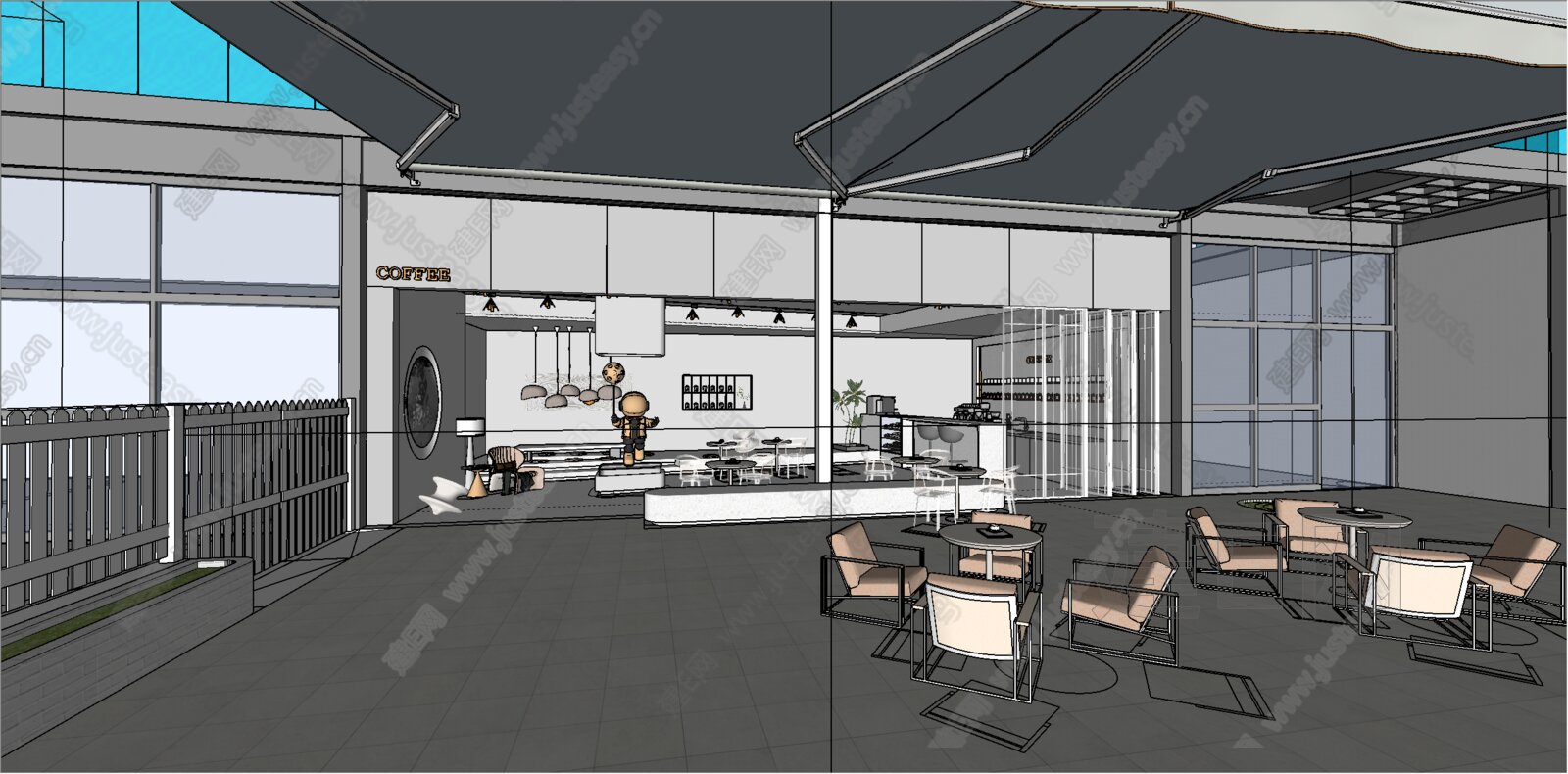 现代咖啡厅模型SU模型下载[ID:116935532]_建e网su模型
