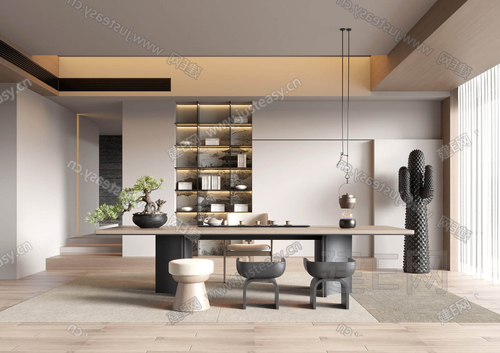 现代茶室3d模型下载[ID:113005553]_建e网3d模型