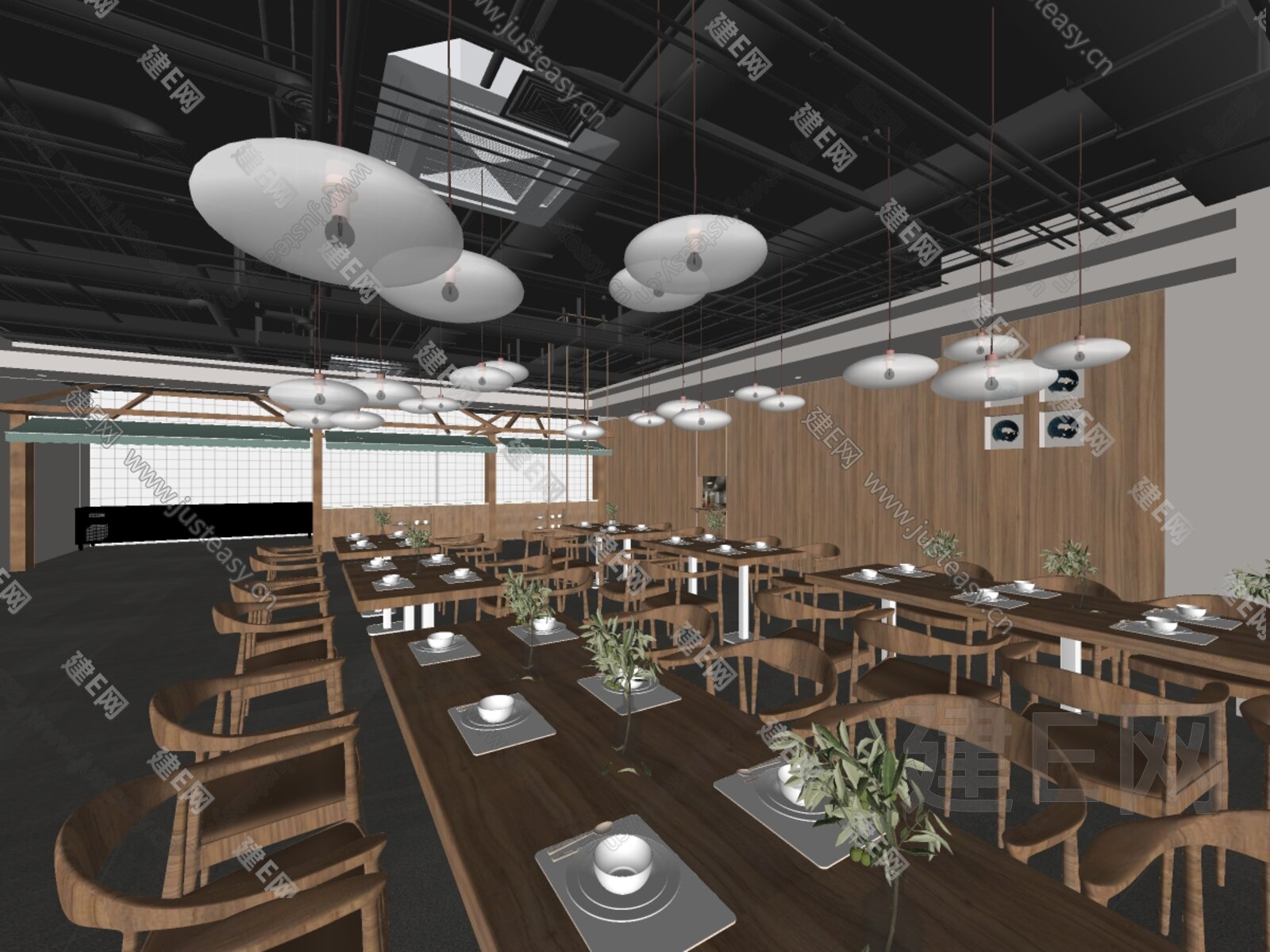 现代餐厅模型SU模型下载[ID:109529860]_建e网su模型