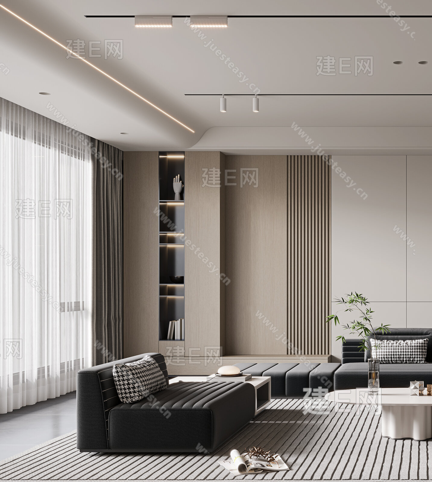 【现代客厅3d模型】建e网_现代客厅3d模型下载[ID:105730627]_打造3d现代客厅模型免费下载平台