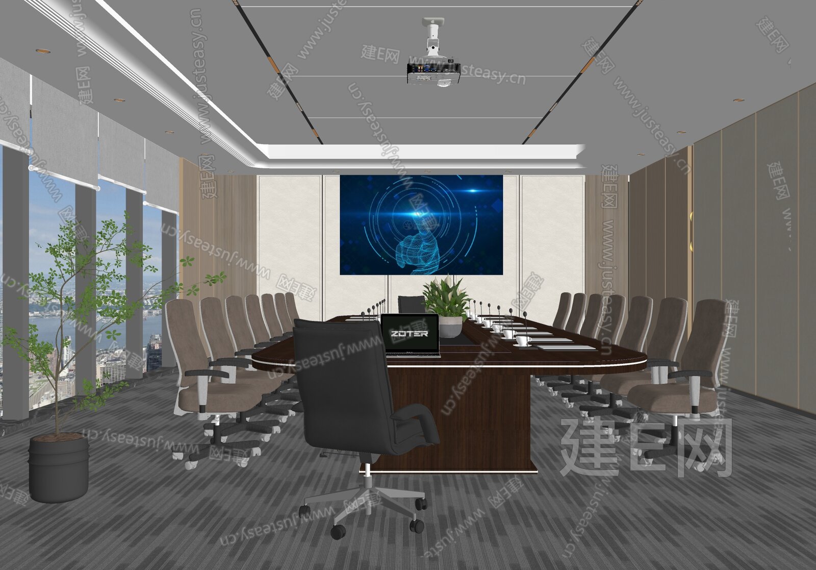 现代会议室模型SU模型下载[ID:110119743]_建e网su模型
