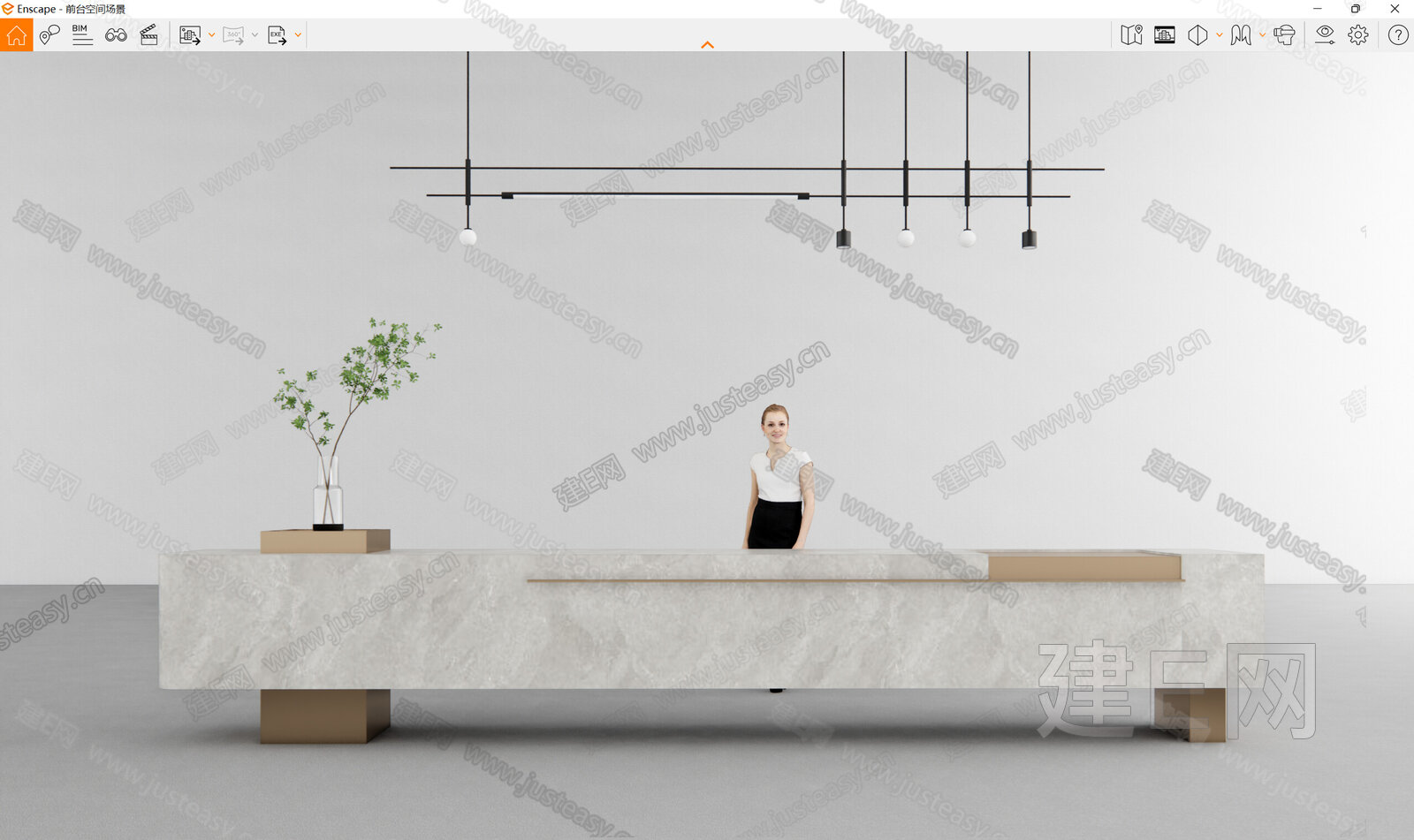 现代公司前台模型SU模型下载[ID:110971754]_建e网su模型