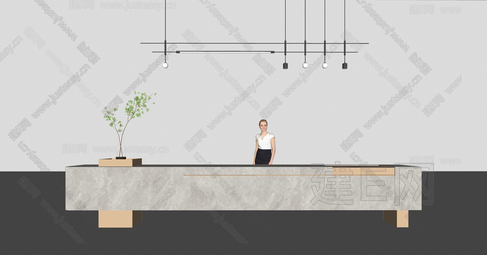 现代公司前台模型SU模型下载[ID:110971754]_建e网su模型