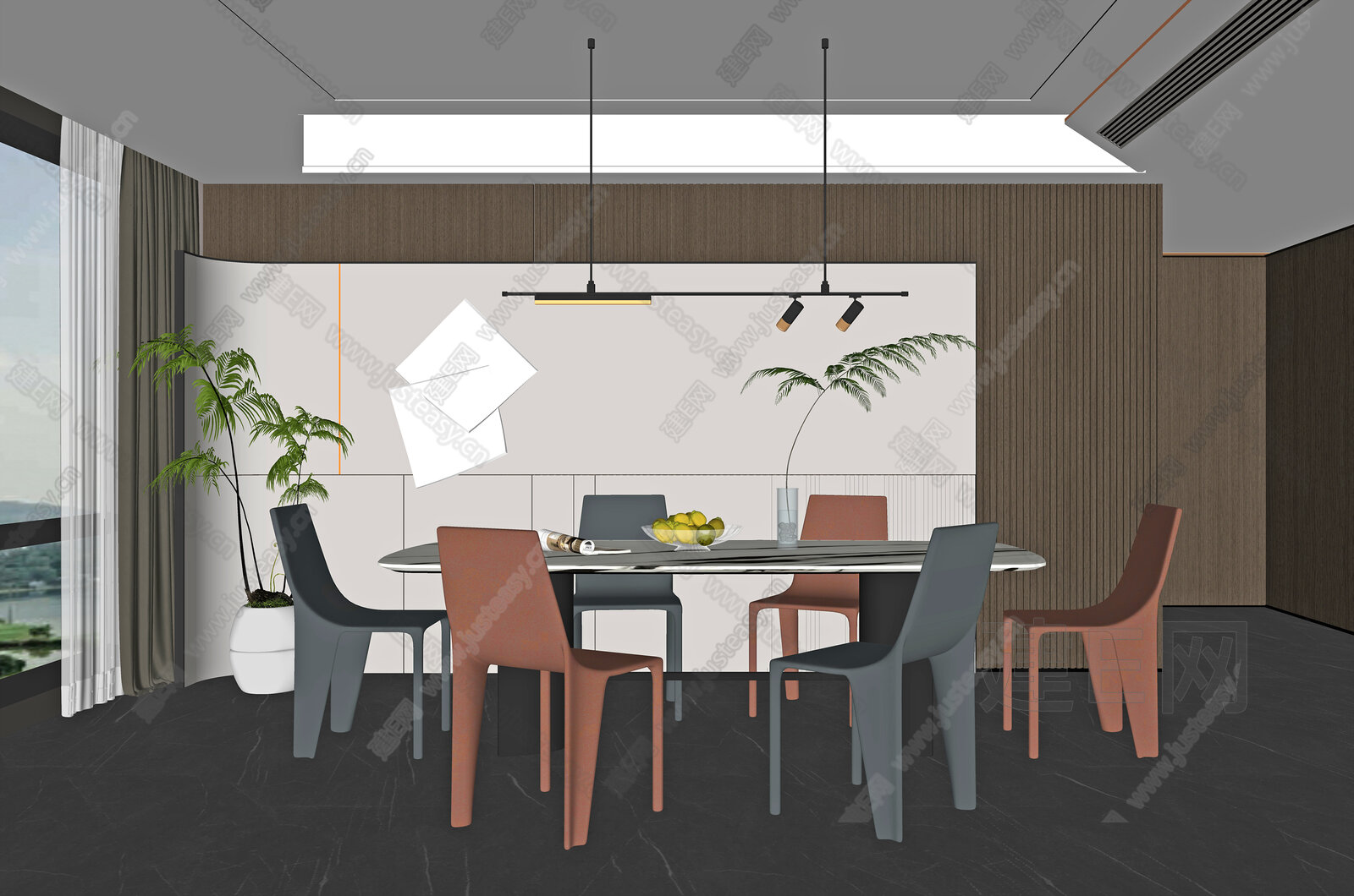 现代餐厅模型SU模型下载[ID:111037396]_建e网su模型