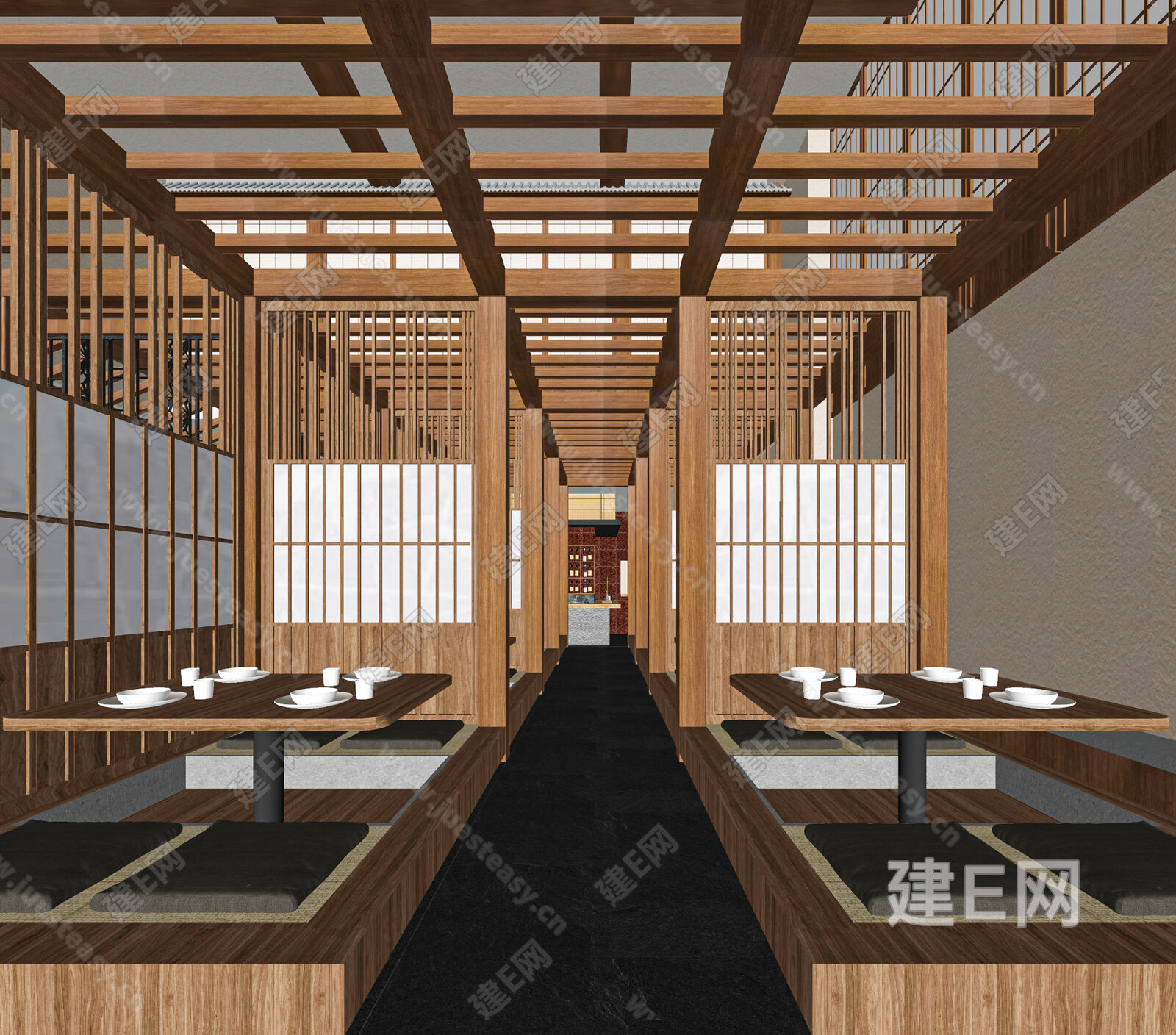 日式料理店模型SU模型下载[ID:111430503]_建e网su模型