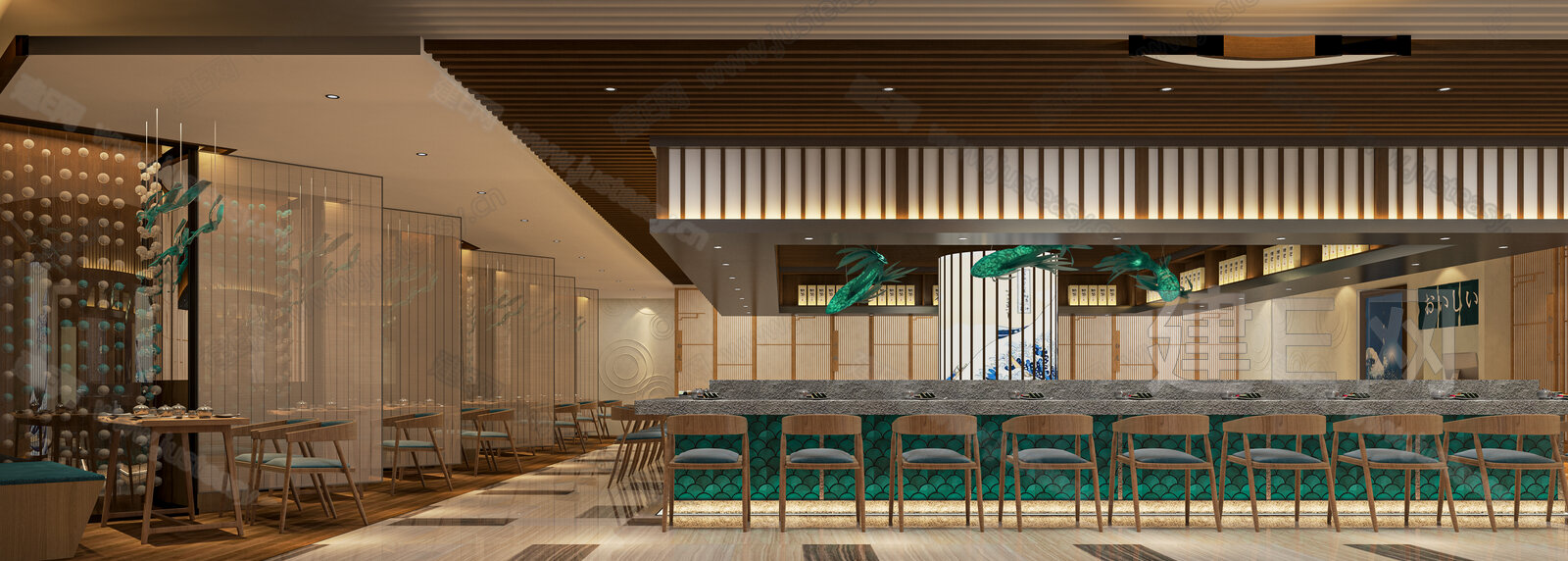 日式料理店模型SU模型下载[ID:111233902]_建E室内设计网