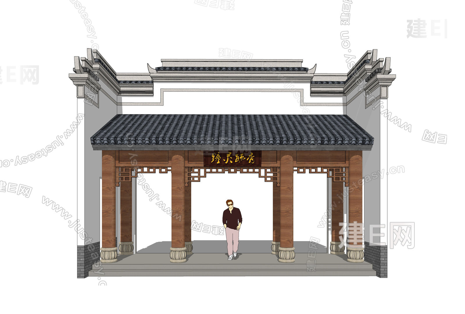 新中式商业门头模型SU模型下载[ID:111233796]_建E室内设计网