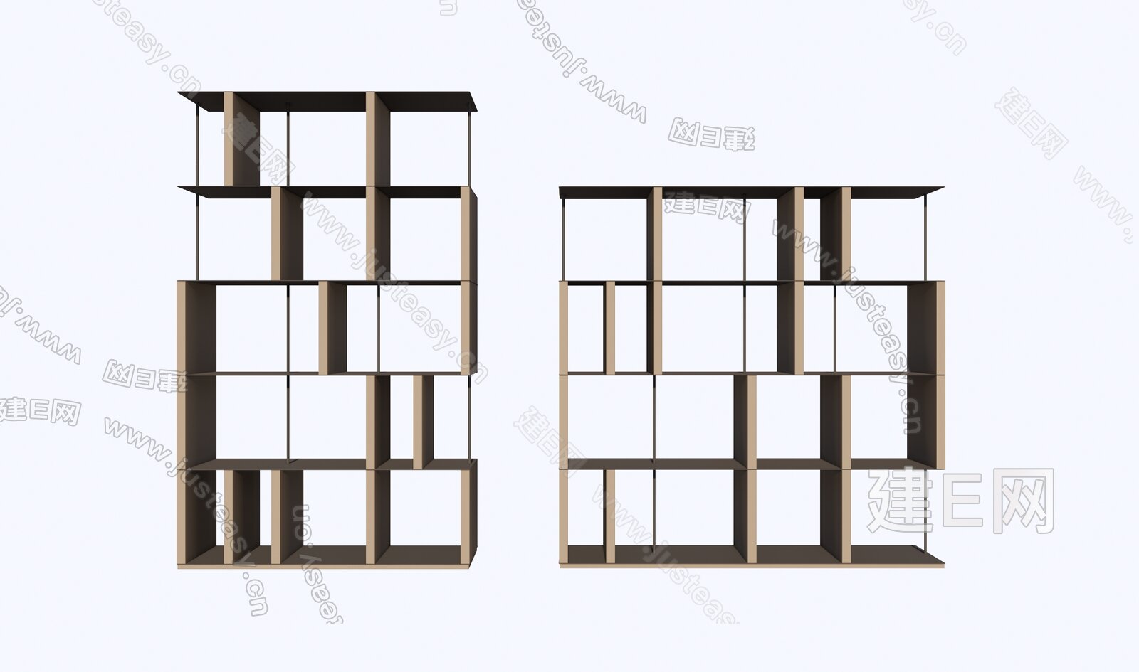 现代书柜模型SU模型下载[ID:111168506]_建e网su模型
