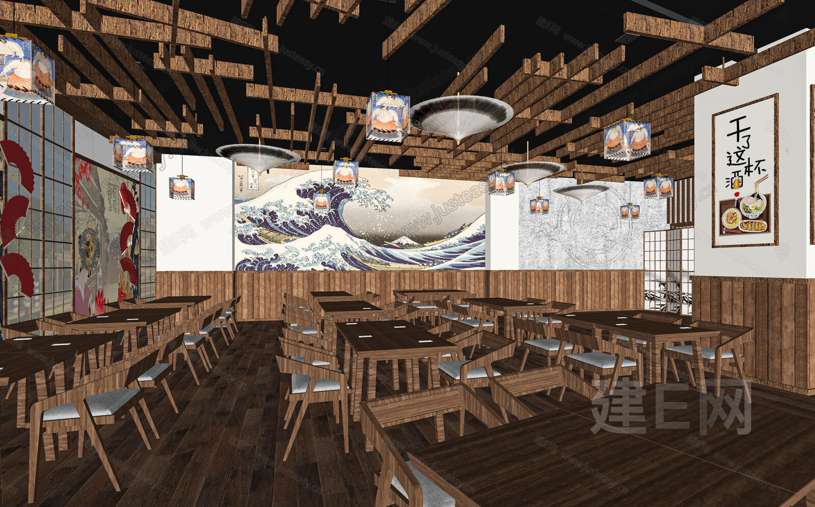 日式料理店 模型SU模型下载[ID:111299422]_建E室内设计网