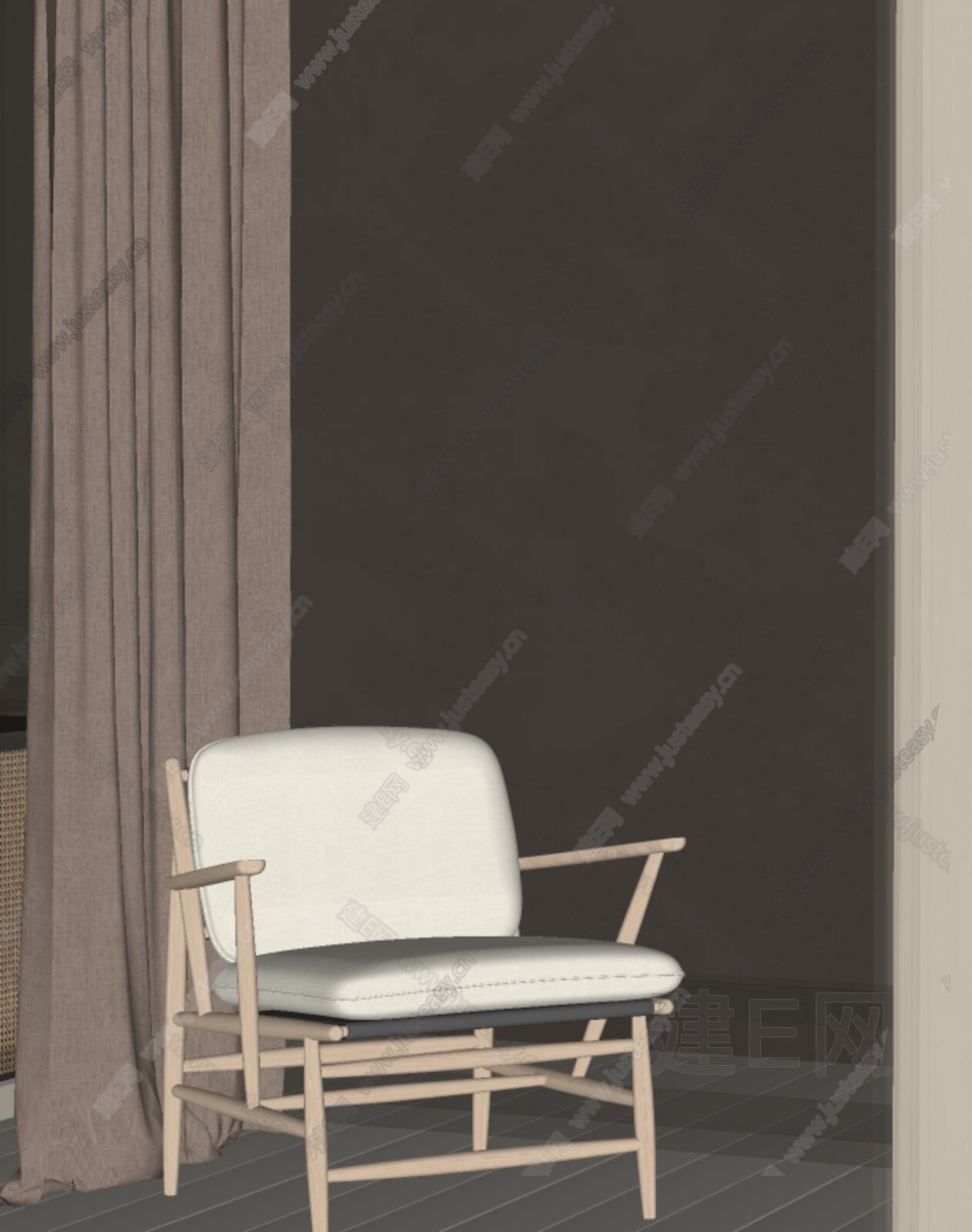 侘寂风休闲椅模型SU模型下载[ID:111954694]_建E室内设计网