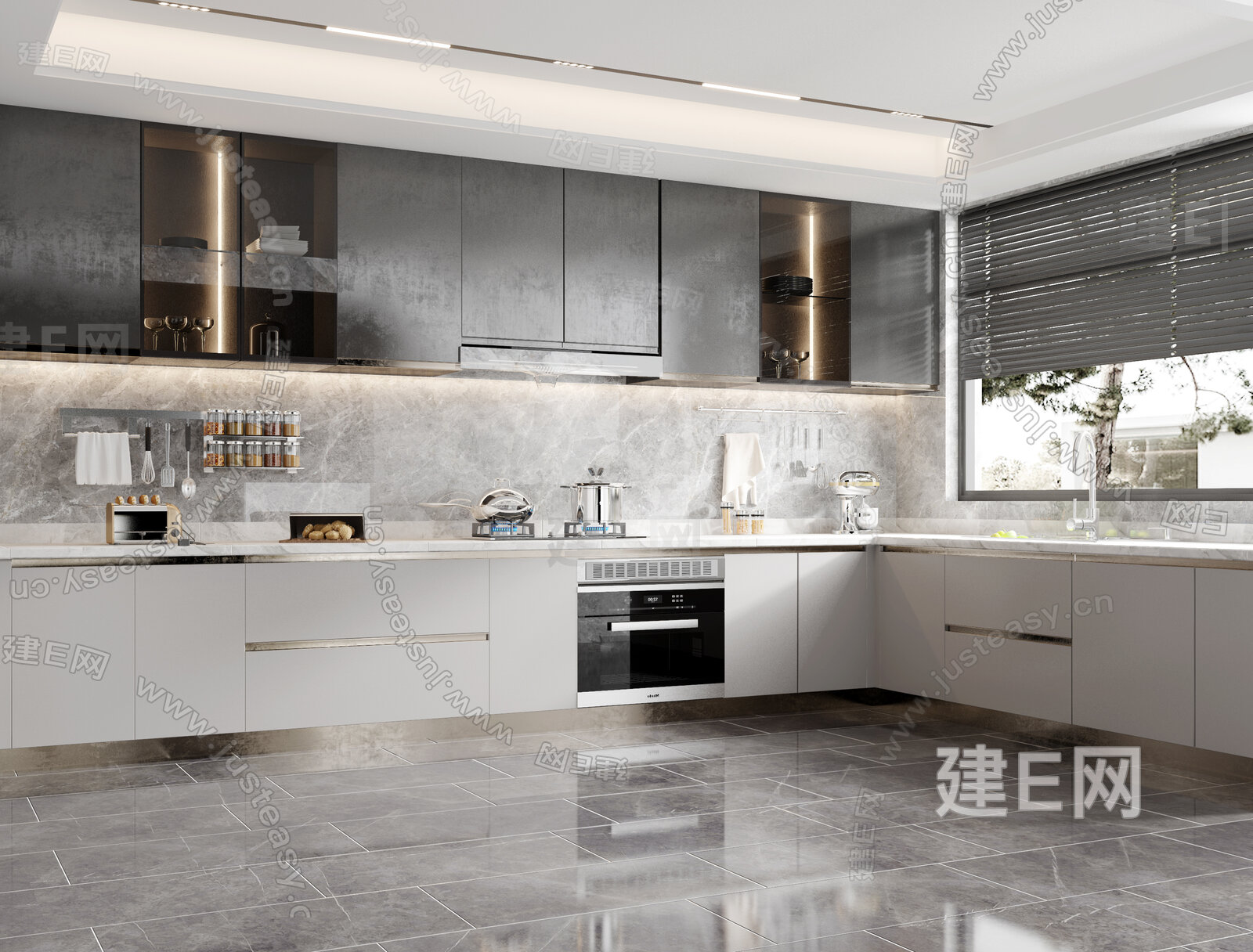 现代厨房模型SU模型下载[ID:111692717]_建E室内设计网