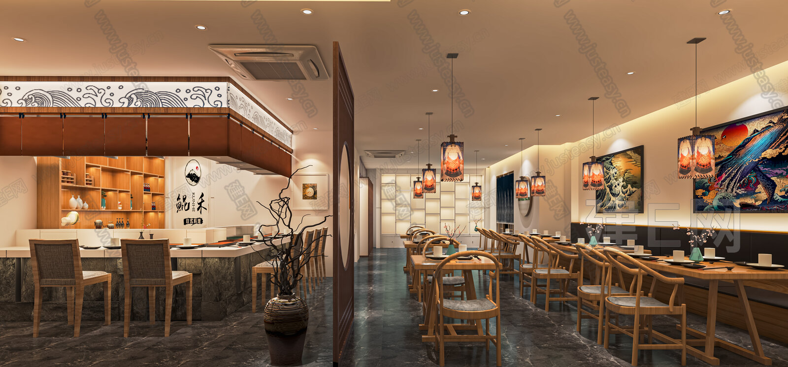 日式料理店模型SU模型下载[ID:111692745]_建E室内设计网