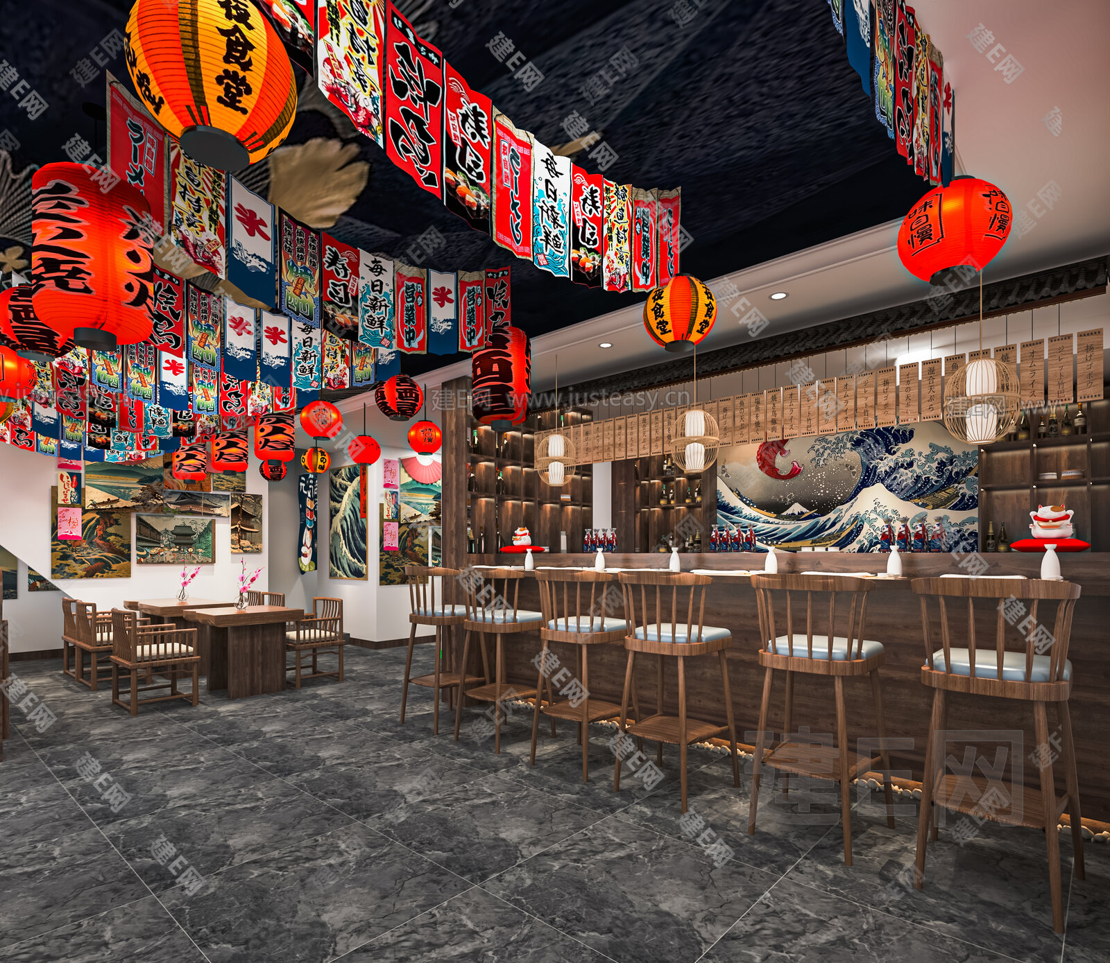 日式料理店模型SU模型下载[ID:111692744]_建E室内设计网