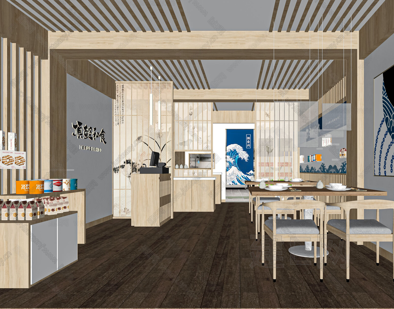 日式料理店模型SU模型下载[ID:111692587]_建E室内设计网