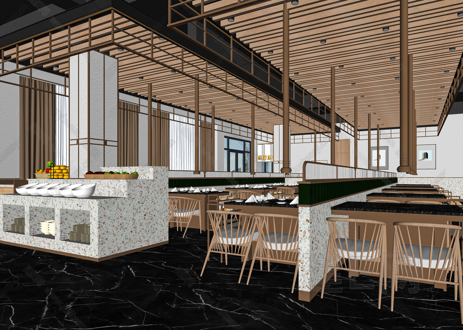 现代餐厅模型SU模型下载[ID:111692682]_建E室内设计网