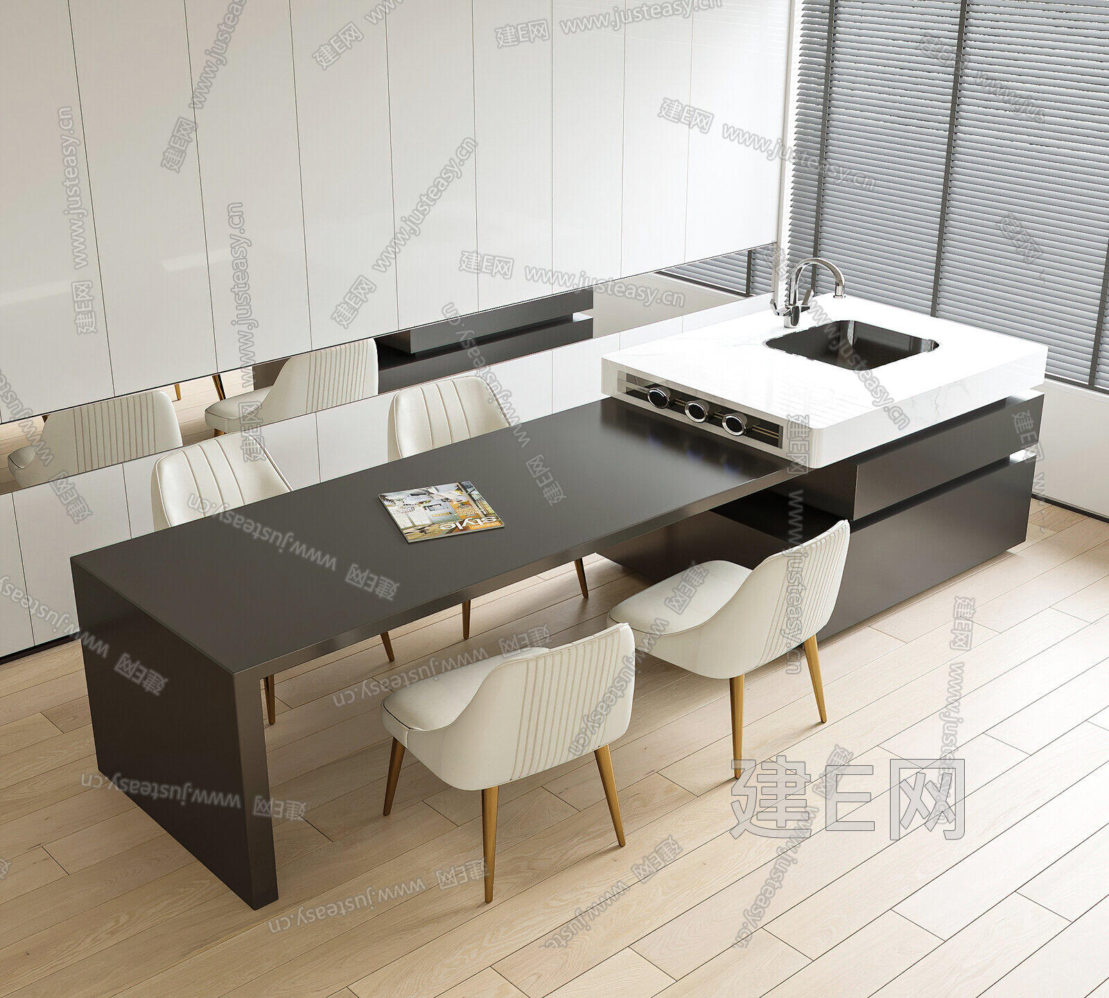 cassina 现代餐桌椅3d模型