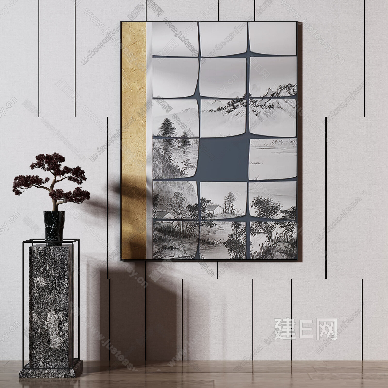 【新中式装饰画fbx-obj模型】建e网_新中式装饰画fbx-obj模型下载[ID:107758068]_打造fbx-obj新中式装饰画模型 ...