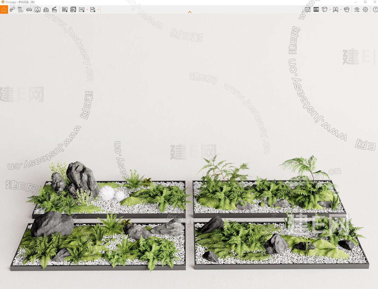 现代室内景观模型SU模型下载[ID:112675599]_建E室内设计网
