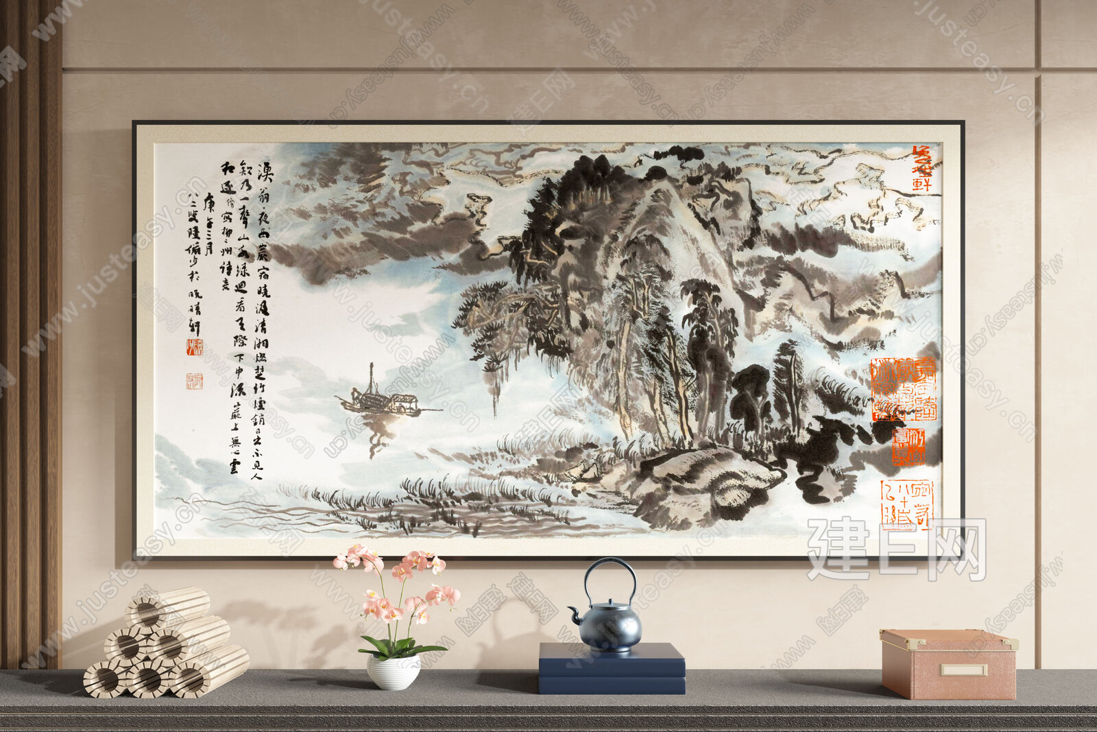 【新中式装饰画fbx-obj模型】建e网_新中式装饰画fbx-obj模型下载[ID:107823525]_打造fbx-obj新中式装饰画模型 ...