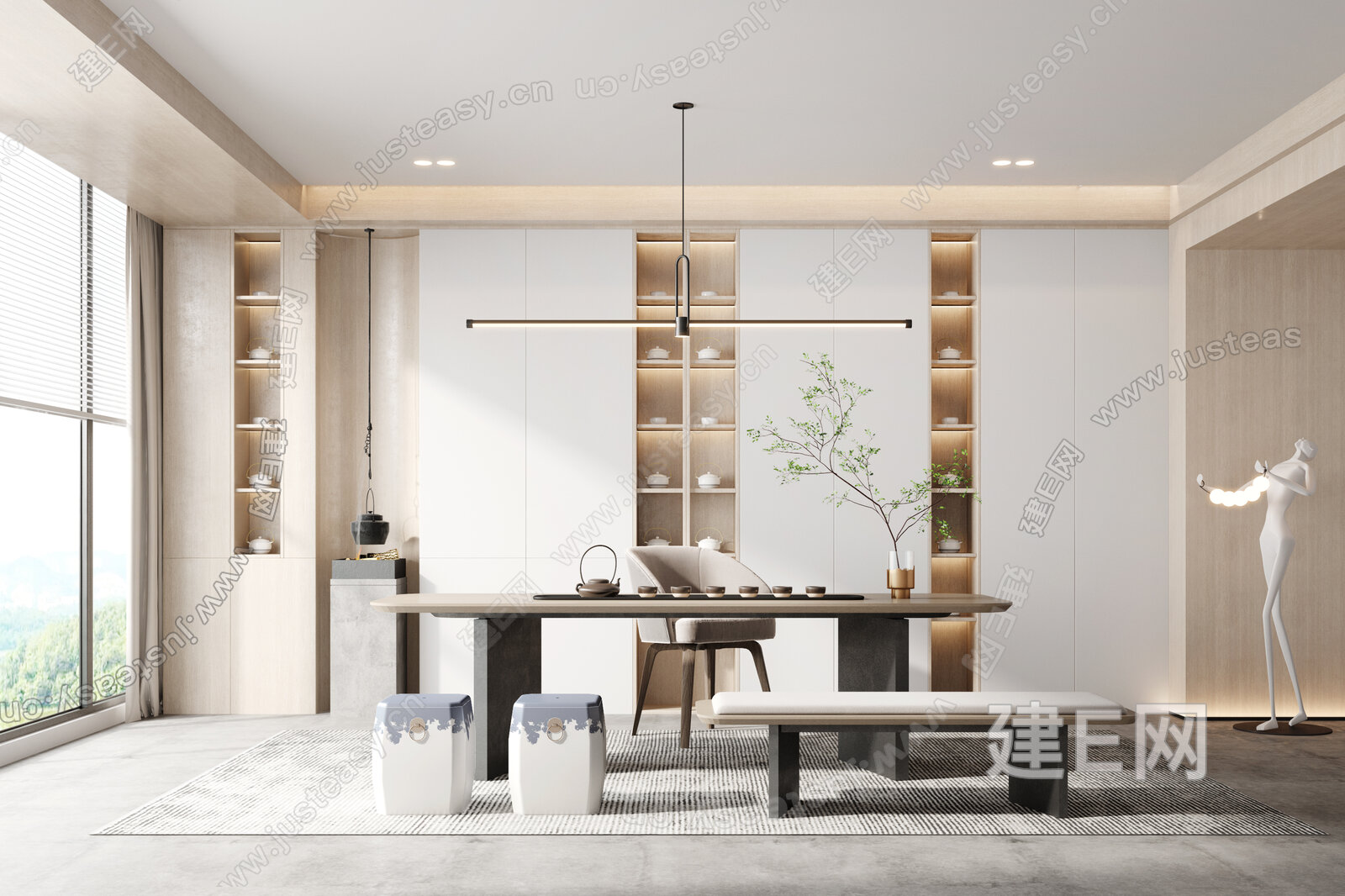 现代茶室3d模型下载[ID:108548724]_建e网3d模型