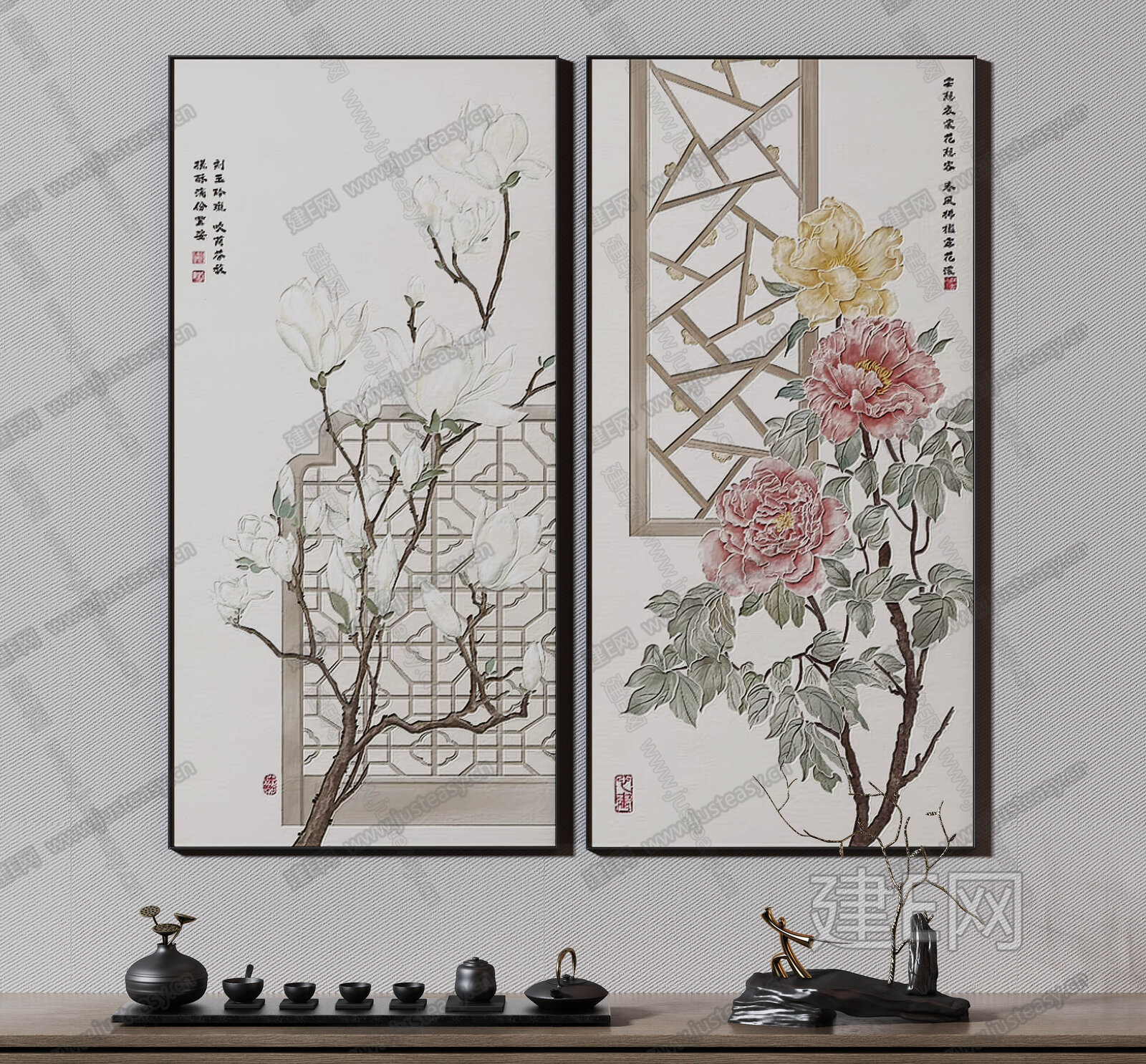 【新中式装饰画fbx-obj模型】建e网_新中式装饰画fbx-obj模型下载[ID:107102710]_打造fbx-obj新中式装饰画模型 ...