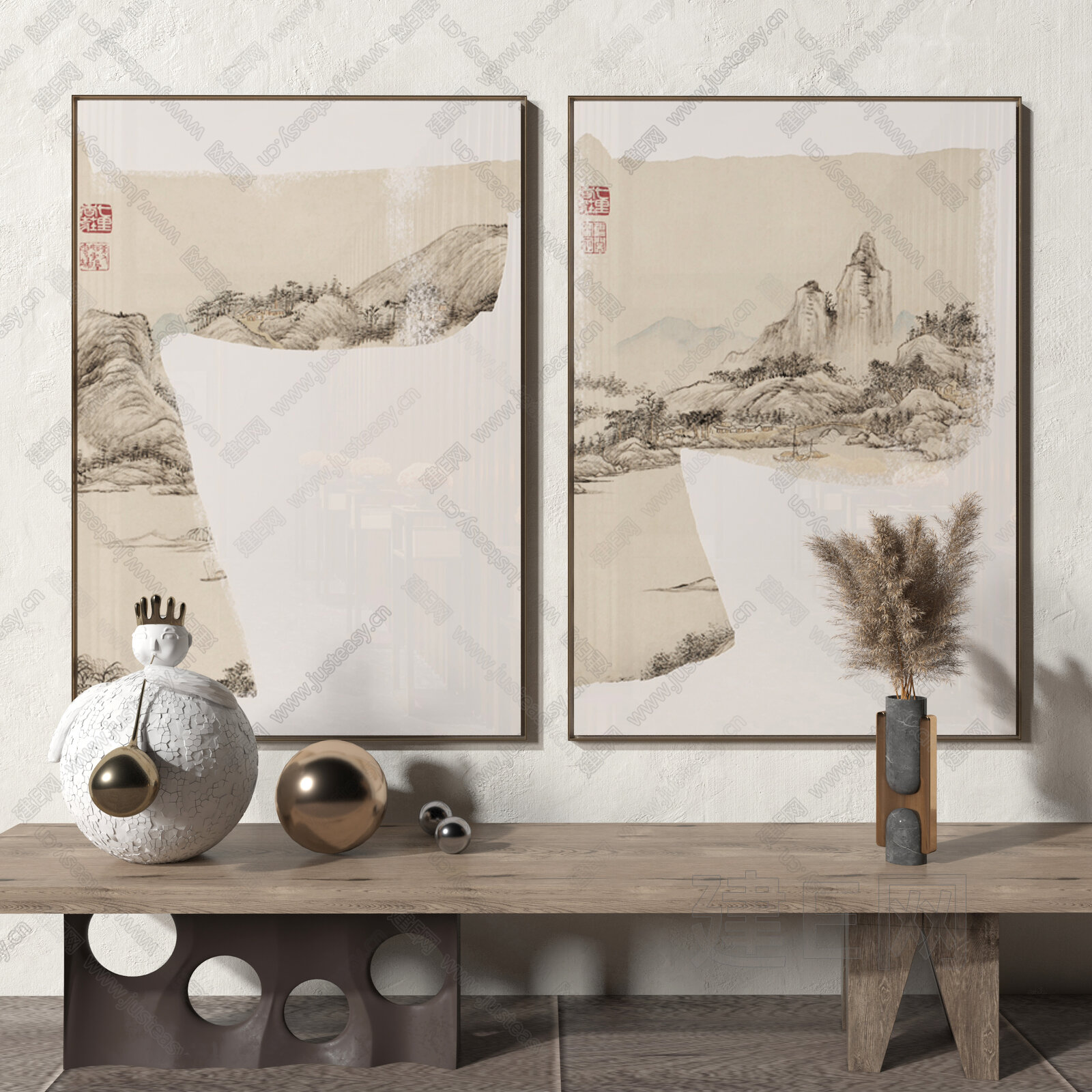 【新中式装饰画fbx-obj模型】建e网_新中式装饰画fbx-obj模型下载[ID:107102647]_打造fbx-obj新中式装饰画模型 ...