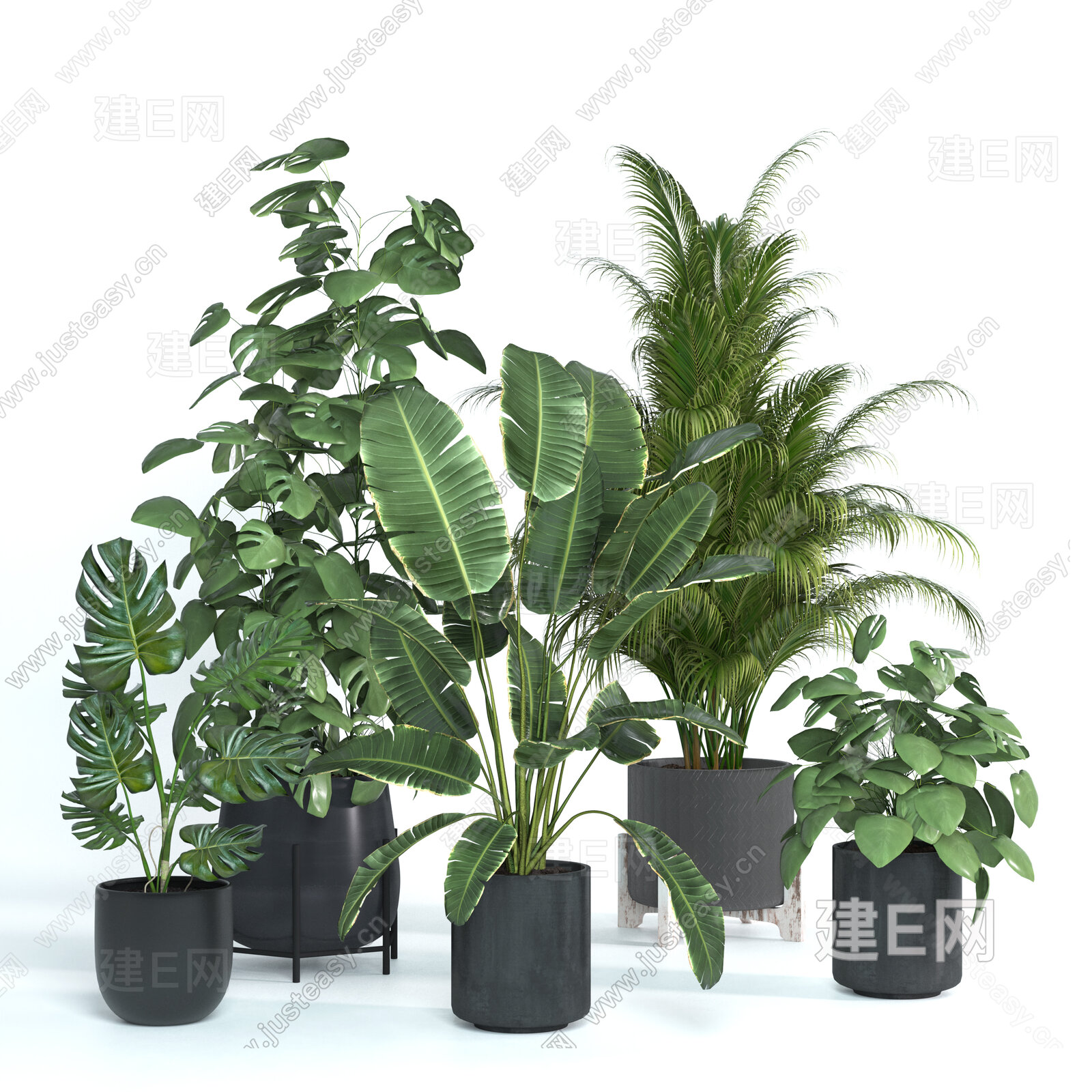 现代绿植盆栽模型SU模型下载[ID:116738864]_建e网su模型