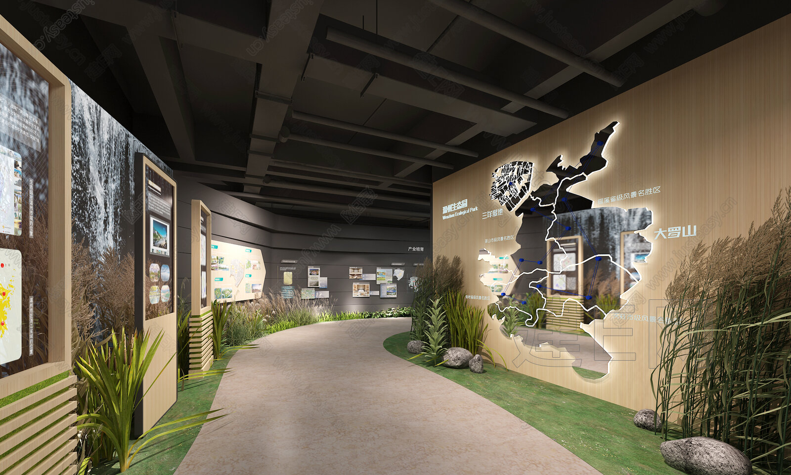 现代绿色生态展厅3d模型下载[ID:101536265]_建e网3d模型