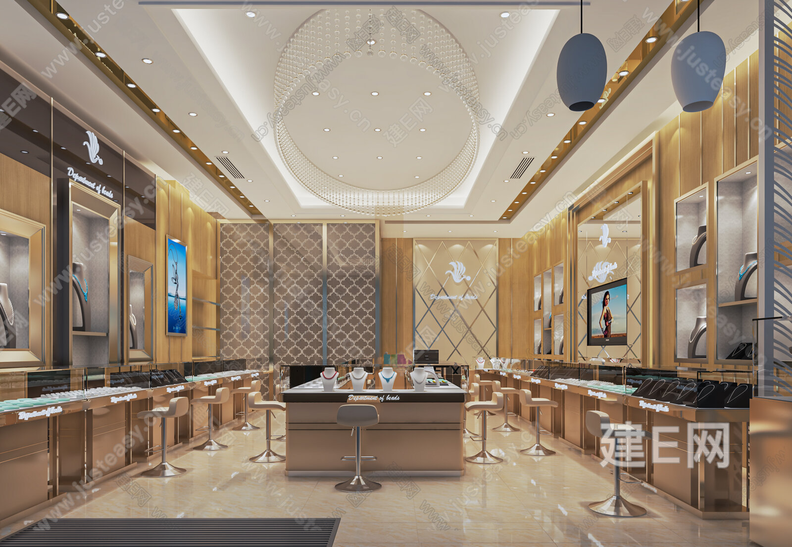 现代珠宝店 模型SU模型下载[ID:112741121]_建e网su模型