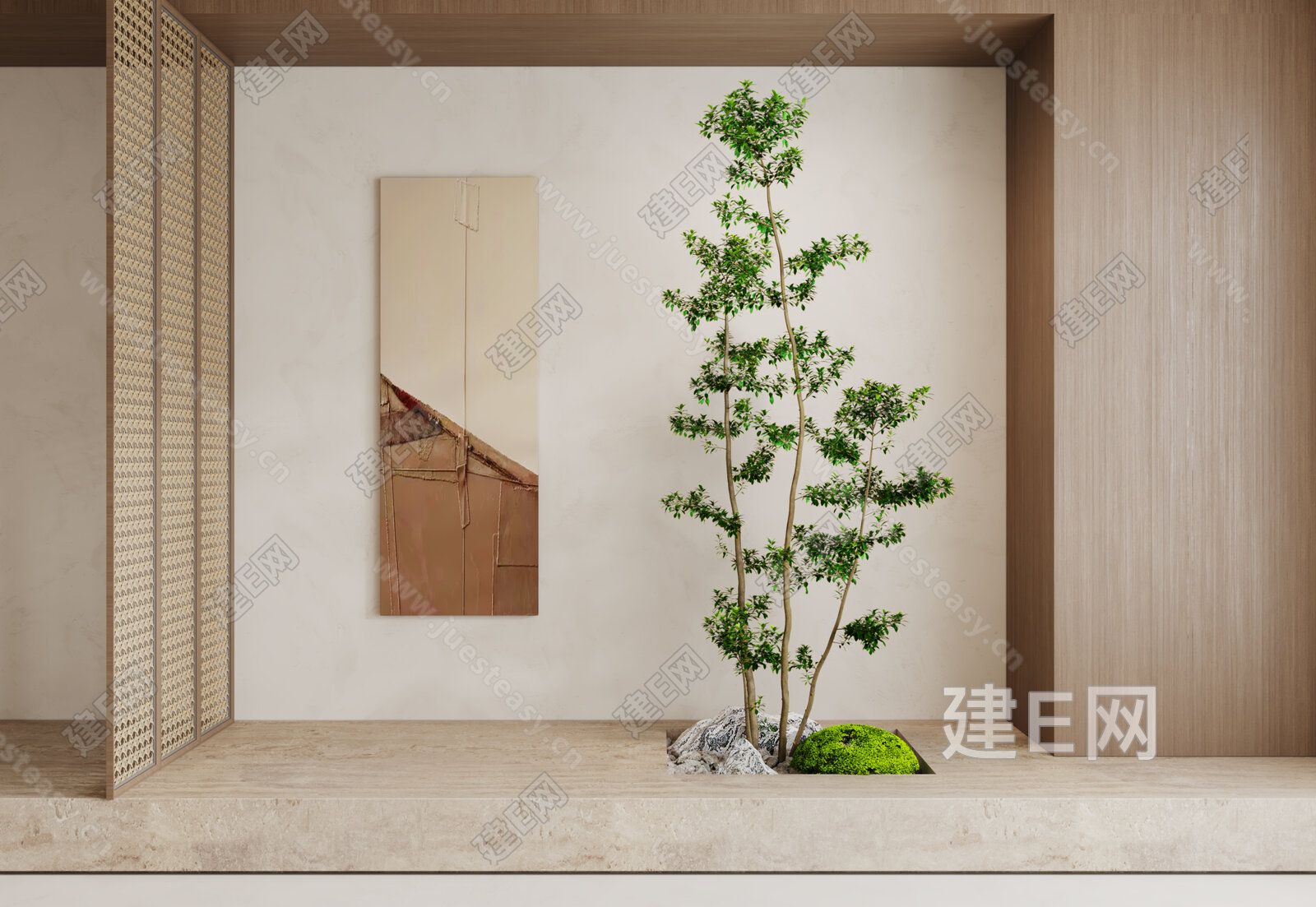 现代室内景观模型SU模型下载[ID:105335337]_建E室内设计网