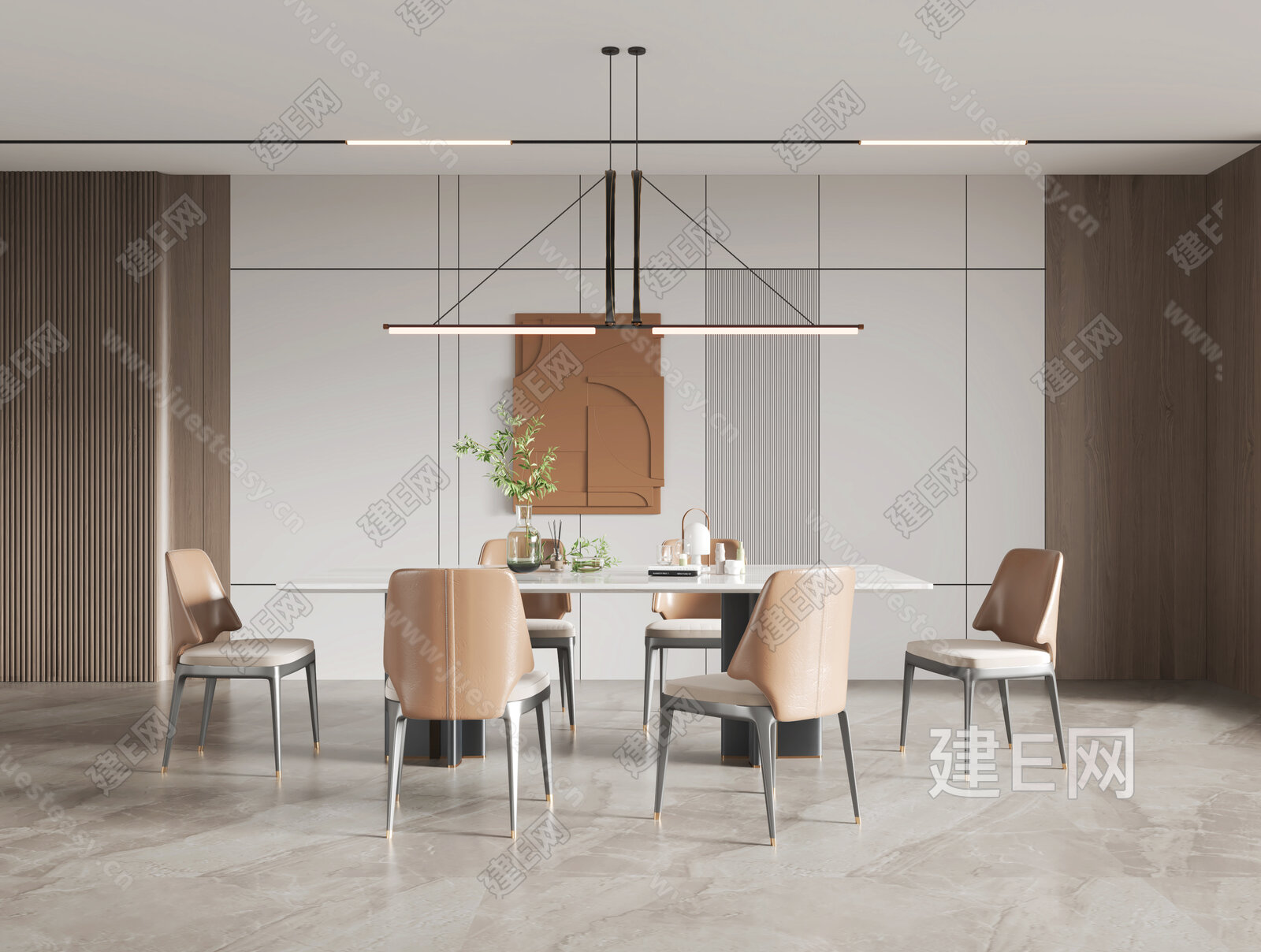 现代餐厅模型SU模型下载[ID:105597504]_建E室内设计网
