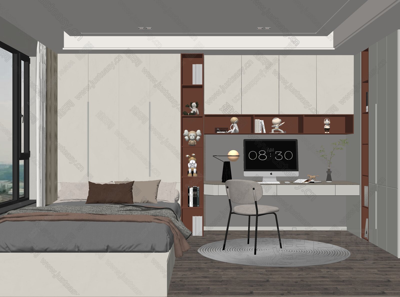 现代榻榻米卧室模型SU模型下载[ID:106384125]_建E室内设计网