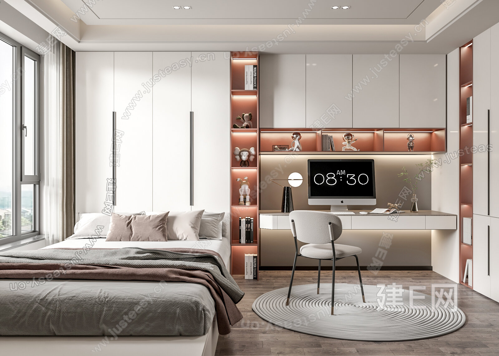 现代榻榻米卧室模型SU模型下载[ID:106384125]_建E室内设计网