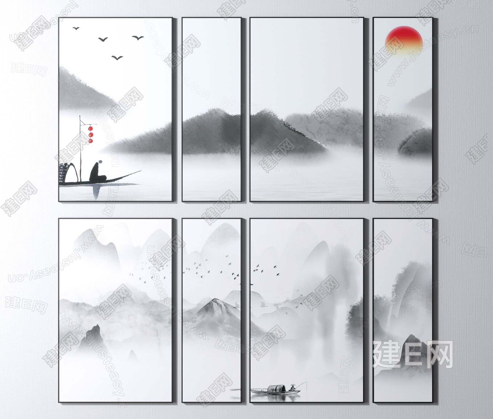 新中式装饰画fbx-obj模型】建e网_ 新中式装饰画fbx-obj模型下载[ID:107299112]_打造fbx-obj 新中式装饰画模型 ...