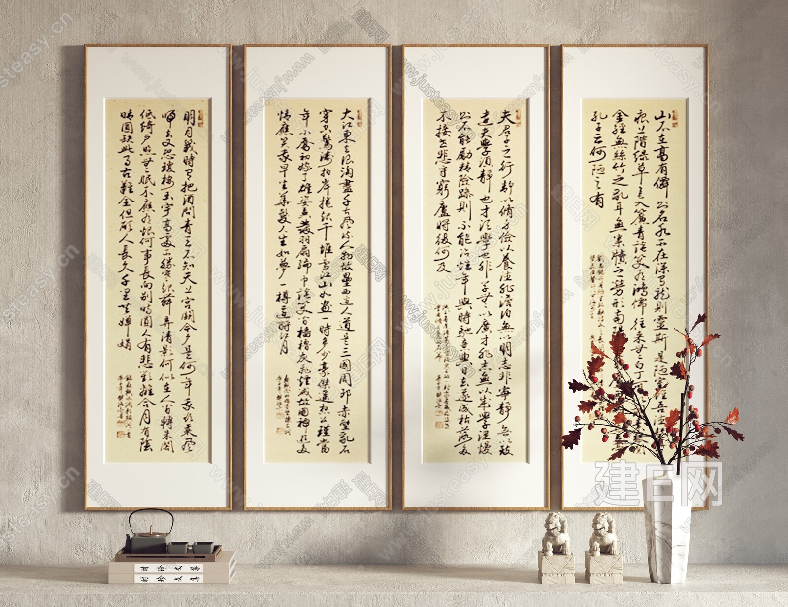 新中式装饰画模型SU模型下载[ID:106842874]_建E室内设计网