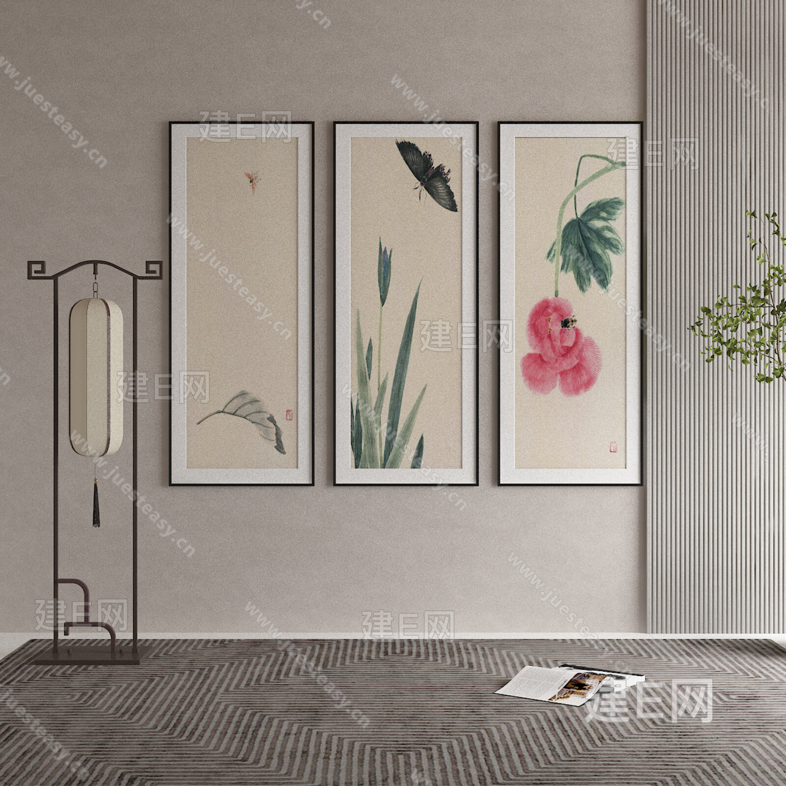 【新中式装饰画fbx-obj模型】建e网_新中式装饰画fbx-obj模型下载[ID:106447332]_打造fbx-obj新中式装饰画模型 ...