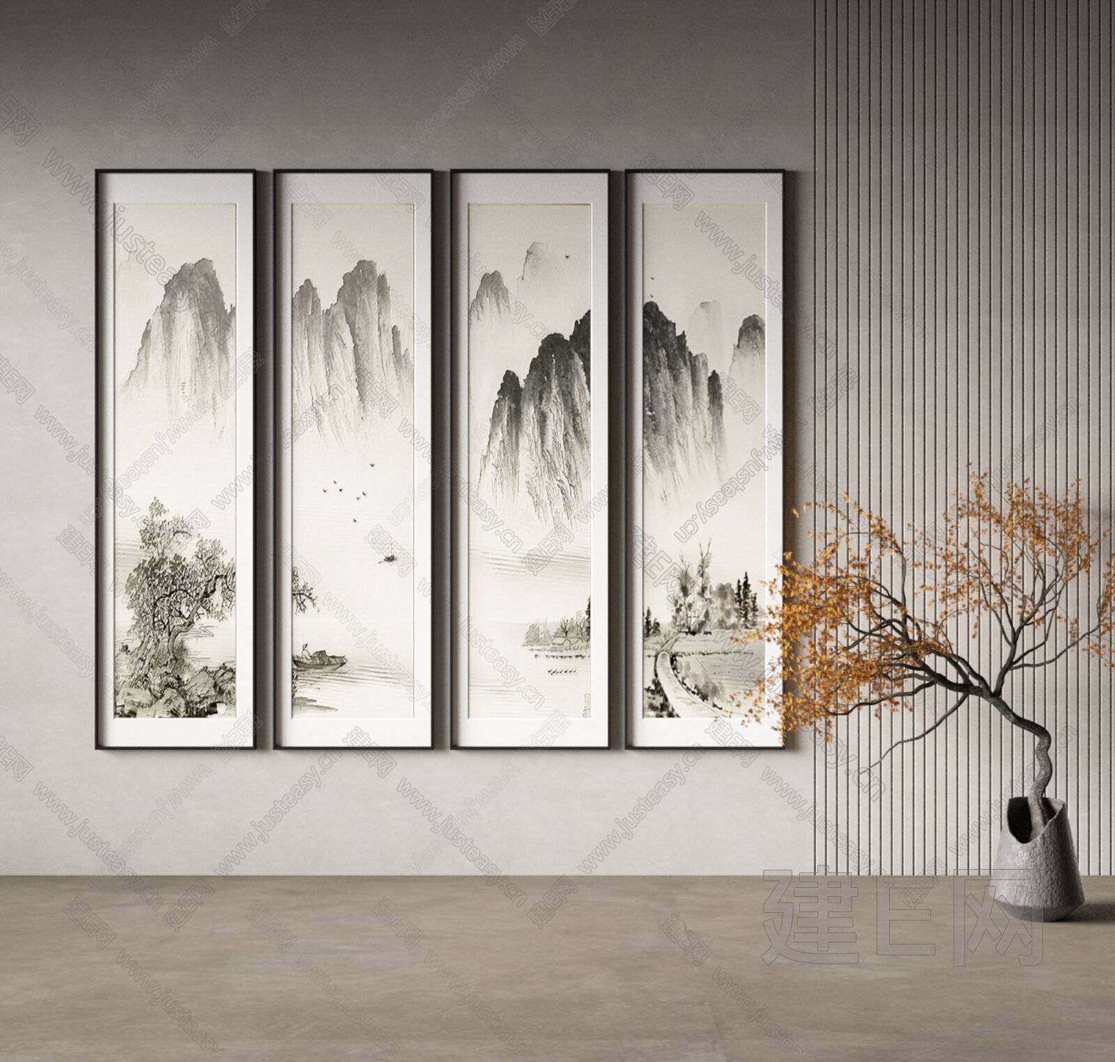 【新中式装饰画fbx-obj模型】建e网_新中式装饰画fbx-obj模型下载[ID:106447189]_打造fbx-obj新中式装饰画模型 ...