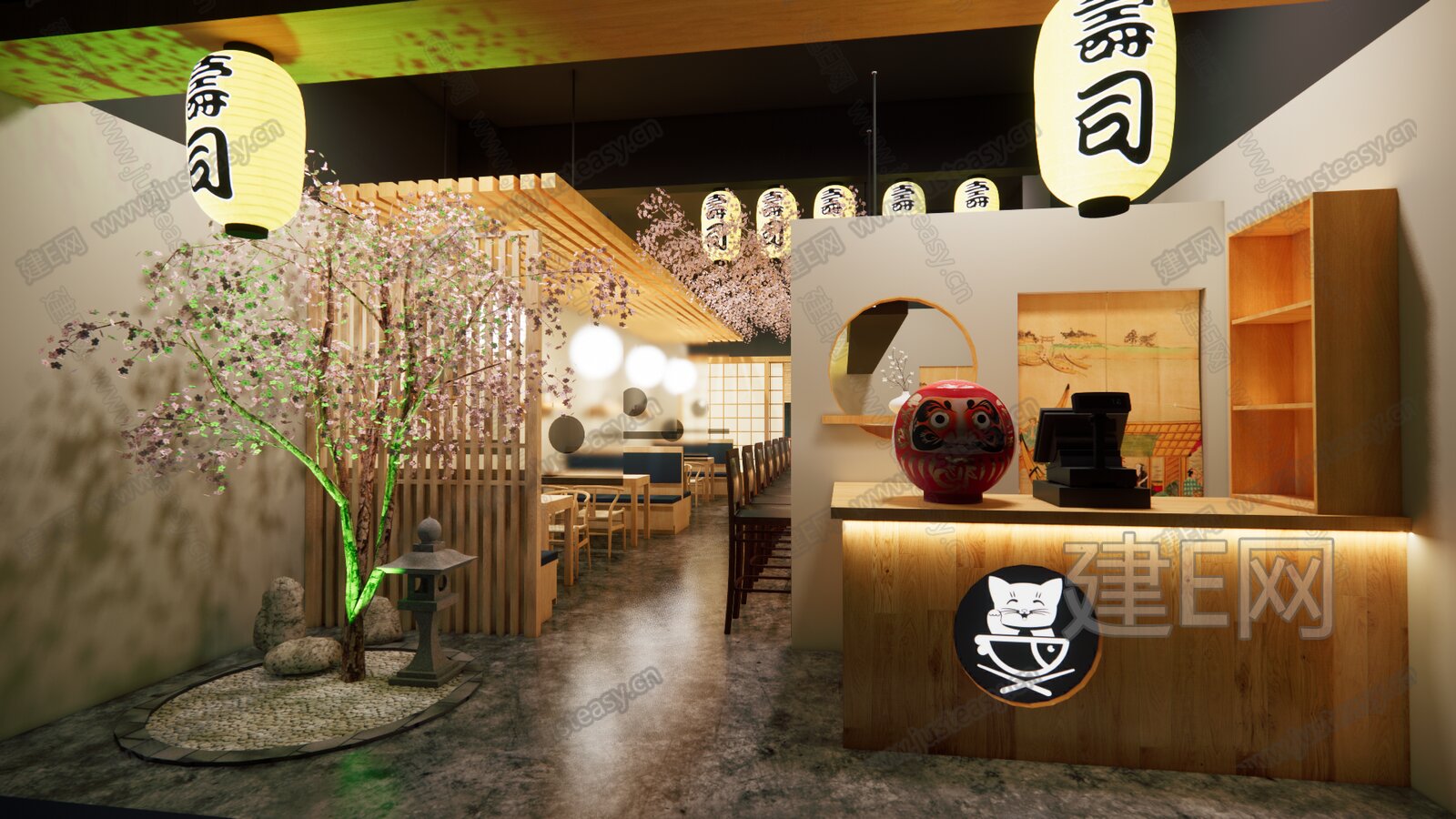 日式料理店模型SU模型下载[ID:106580560]_建e网su模型