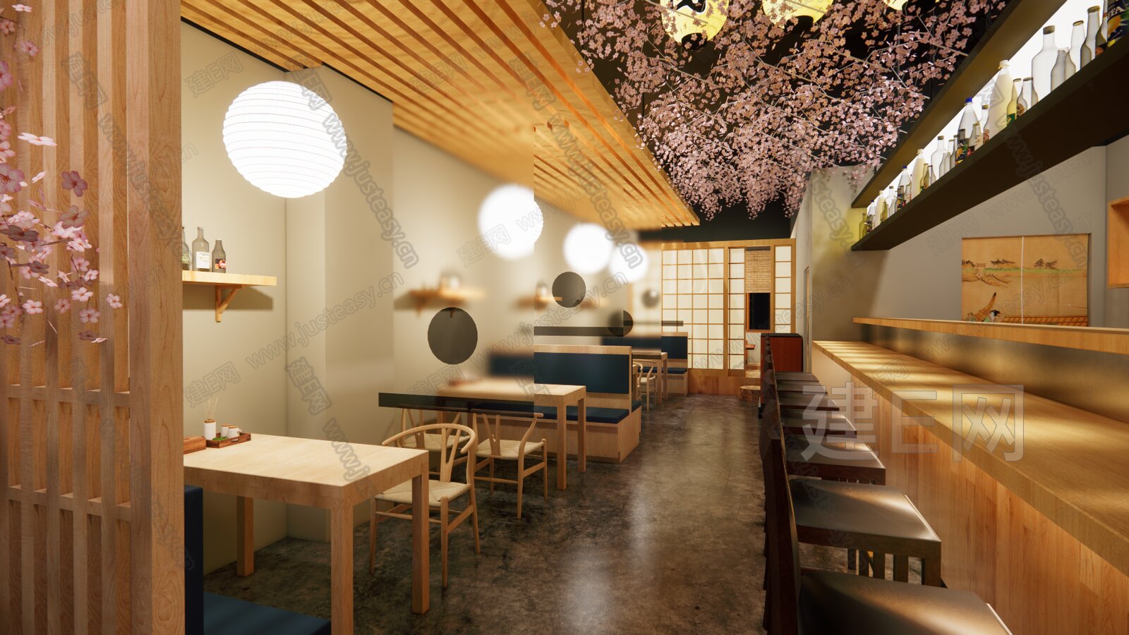 日式料理店模型SU模型下载[ID:106580560]_建e网su模型