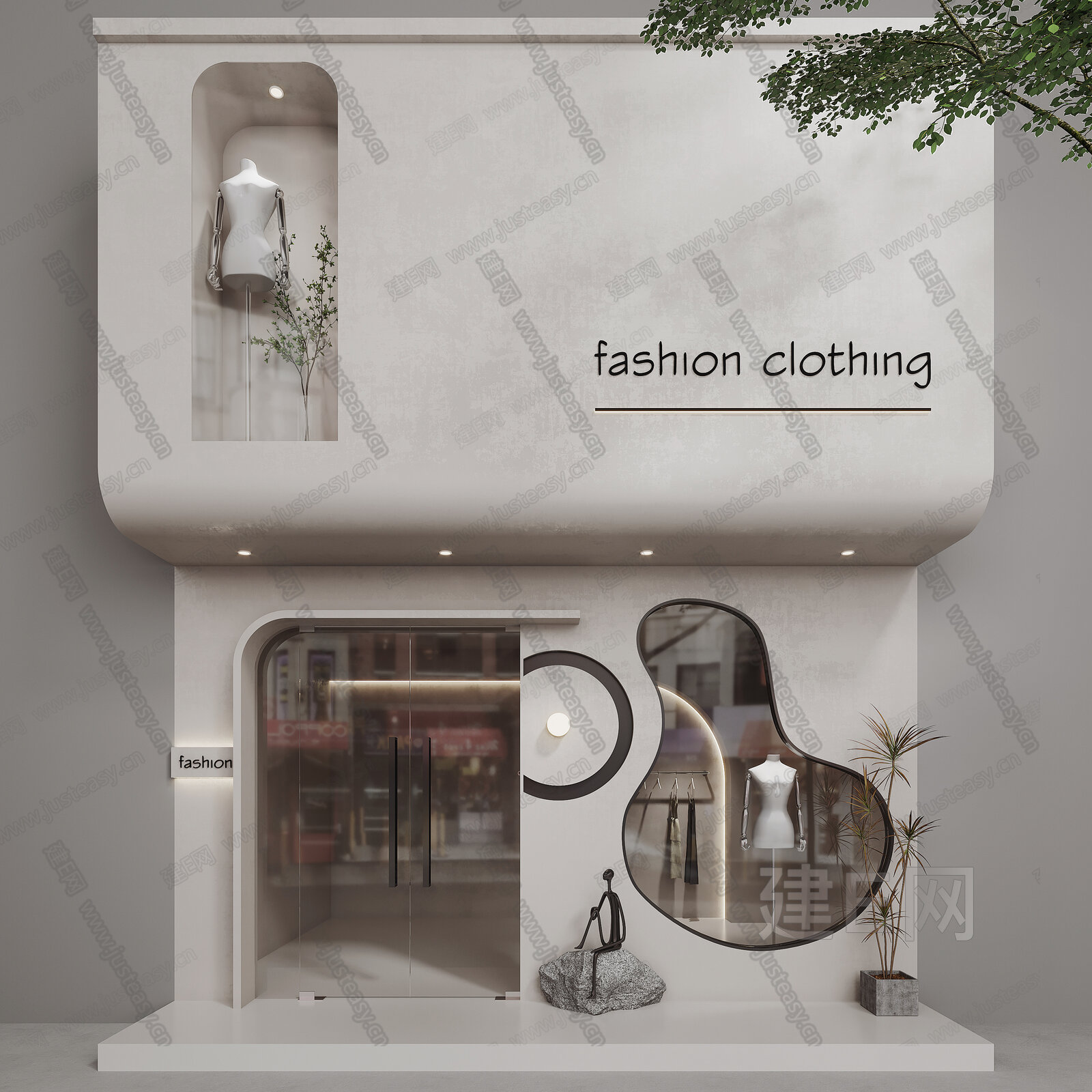 现代服装店门头门面模型SU模型下载[ID:107366923]_建e网su模型