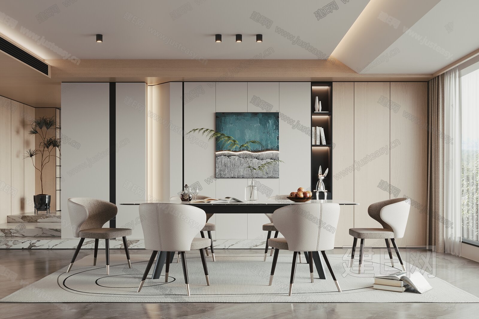 现代餐厅模型SU模型下载[ID:107432487]_建e网su模型