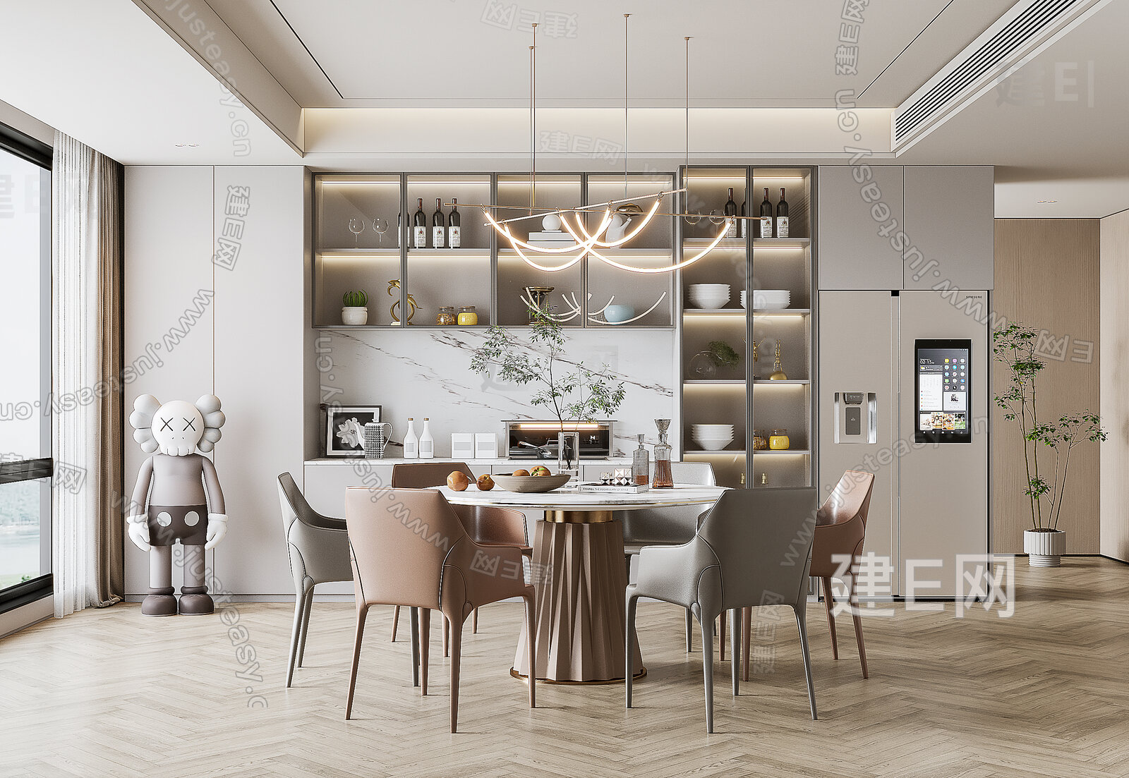 现代餐厅模型SU模型下载[ID:107498083]_建e网su模型