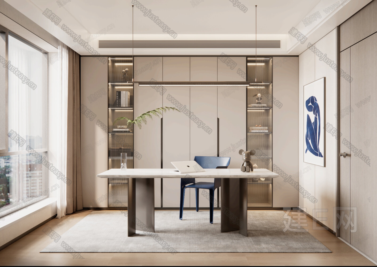 现代轻奢风格书房模型SU模型下载[ID:107956831]_建e网su模型