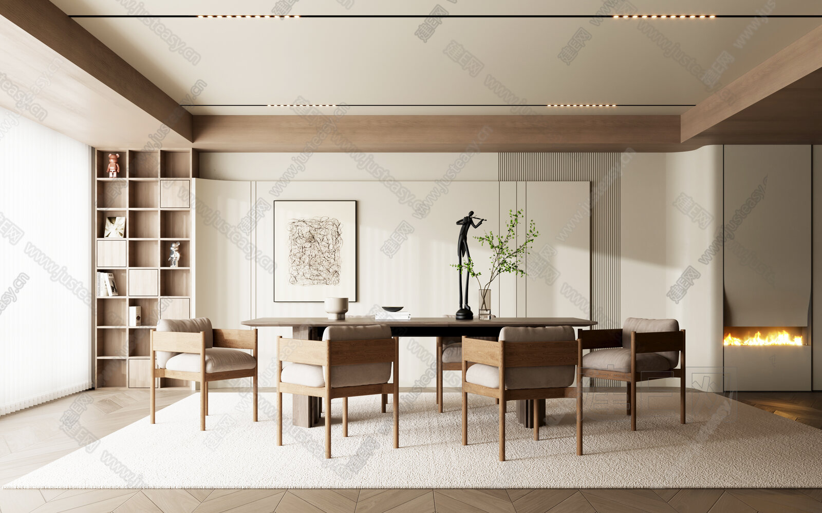 侘寂风餐厅模型SU模型下载[ID:107694780]_建E室内设计网
