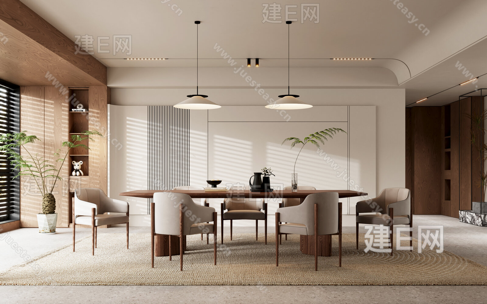 侘寂风餐厅模型SU模型下载[ID:107694639]_建e网su模型