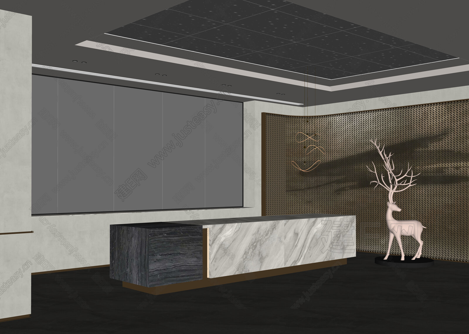 现代公司前台模型SU模型下载[ID:108415677]_建e网su模型