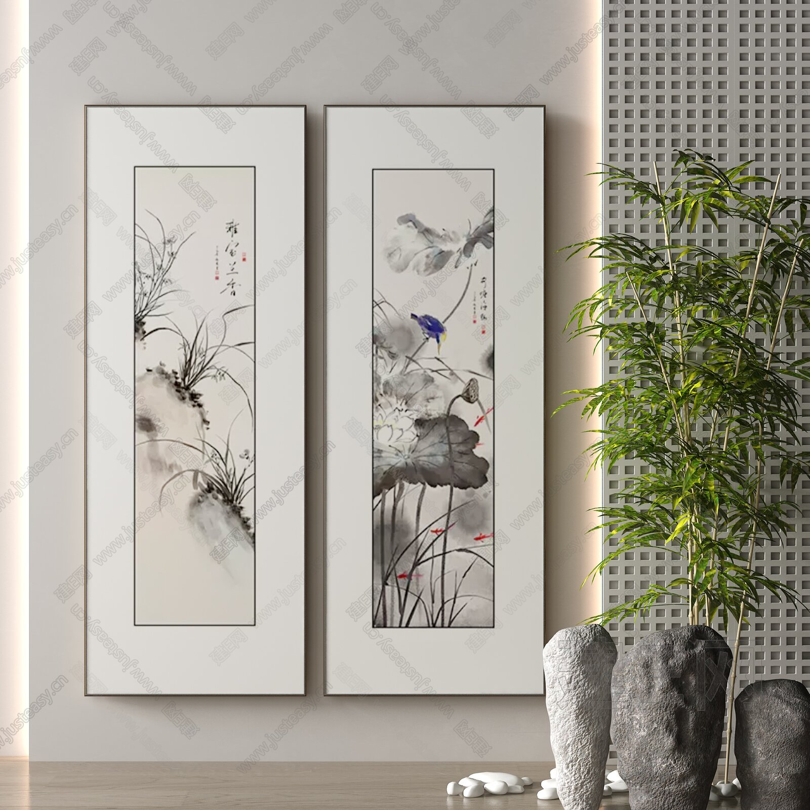 【新中式装饰画fbx-obj模型】建e网_新中式装饰画fbx-obj模型下载[ID:106054115]_打造fbx-obj新中式装饰画模型 ...