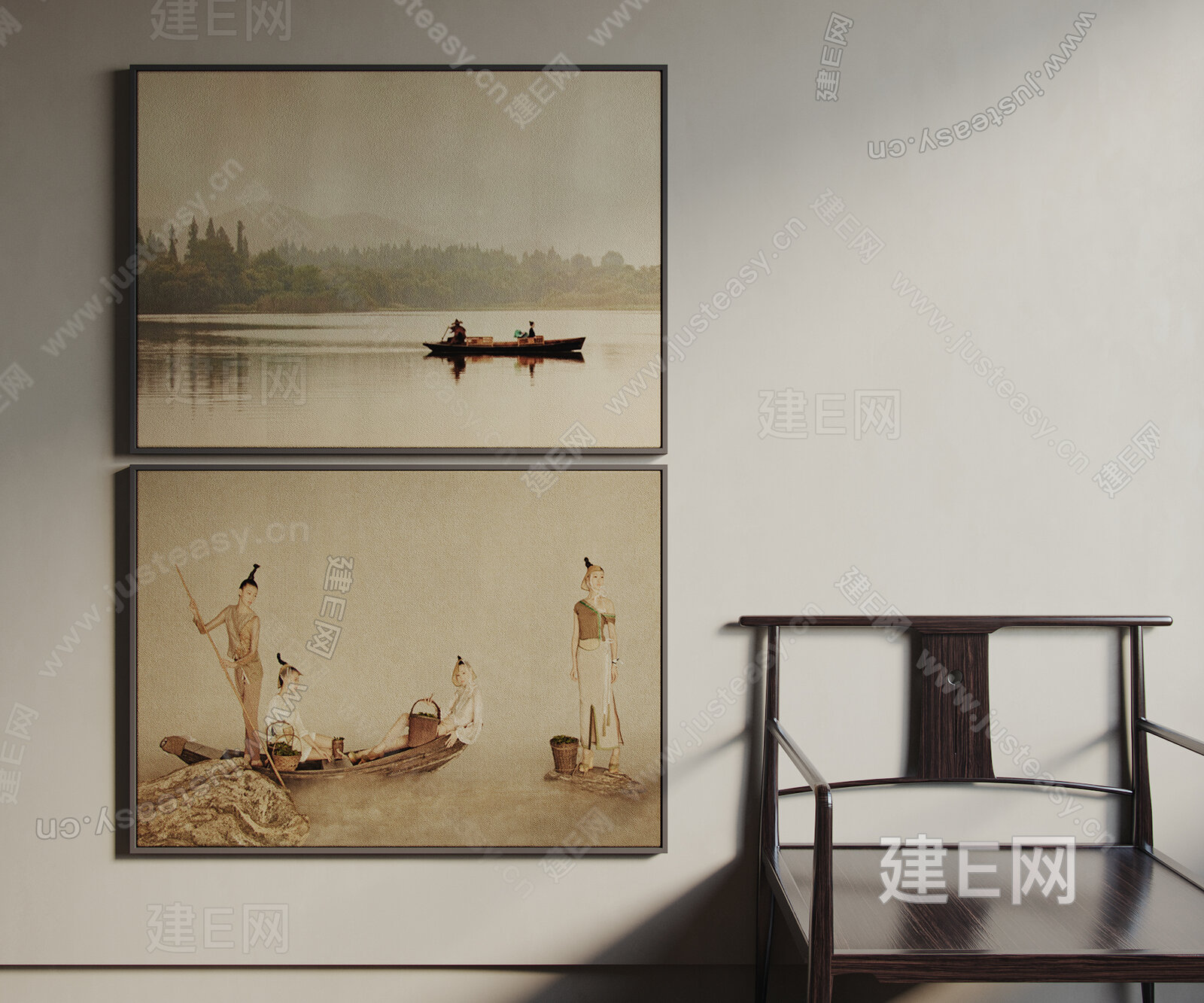 【新中式装饰画fbx-obj模型】建e网_新中式装饰画fbx-obj模型下载[ID:106054112]_打造fbx-obj新中式装饰画模型 ...