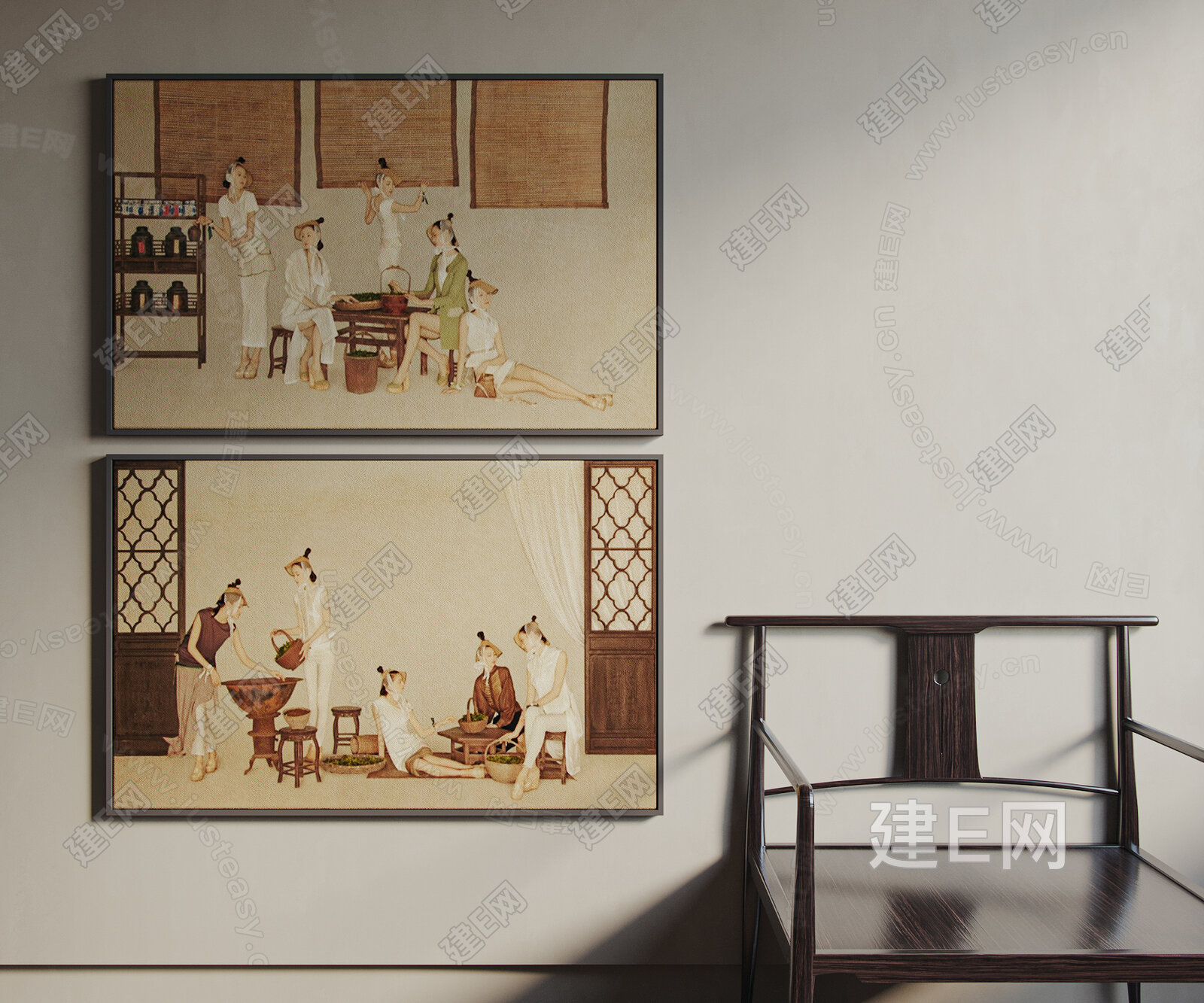 【新中式装饰画fbx-obj模型】建E网_新中式装饰画fbx-obj模型下载[ID:106054016]_打造fbx-obj新中式装饰画模型 ...